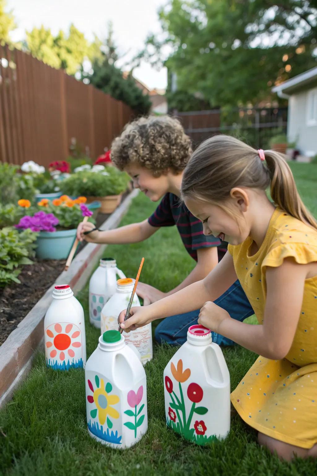 Imaginative kids' craft planters sparking creativity and learning.