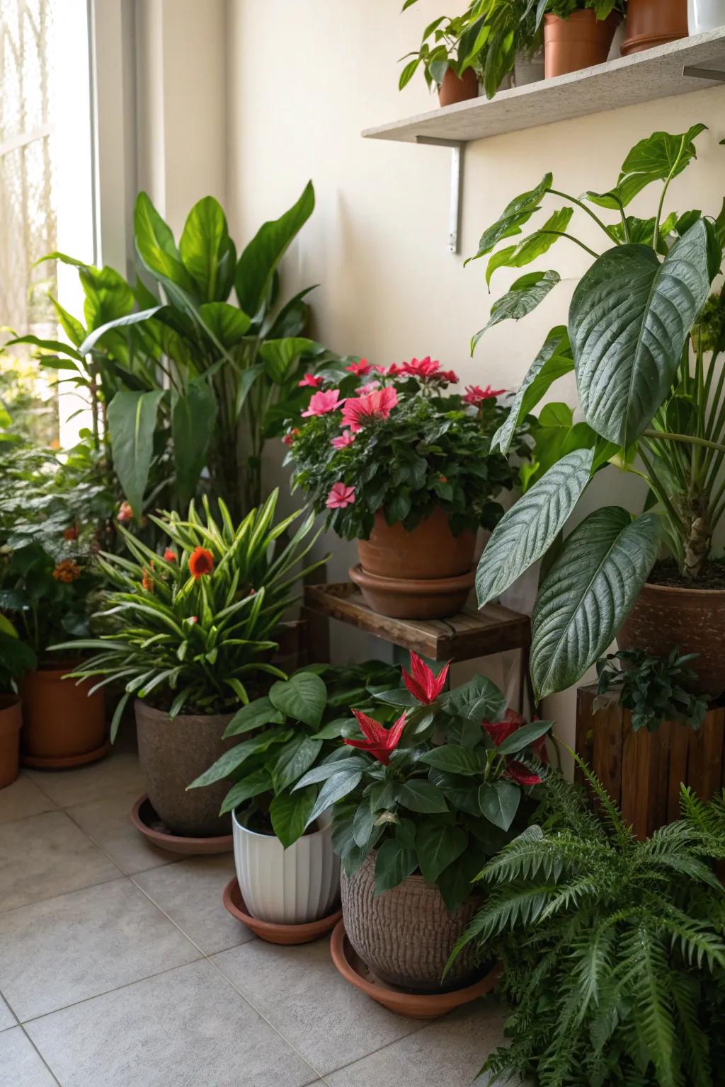 Unused spaces come to life with vibrant houseplants.