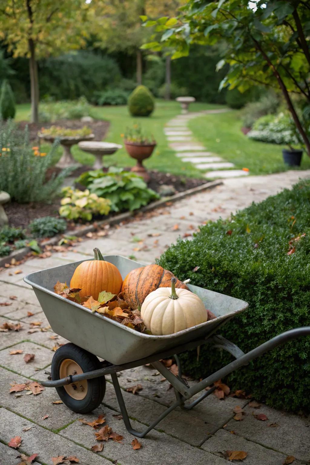 A minimalist approach highlights the simple beauty of fall elements.