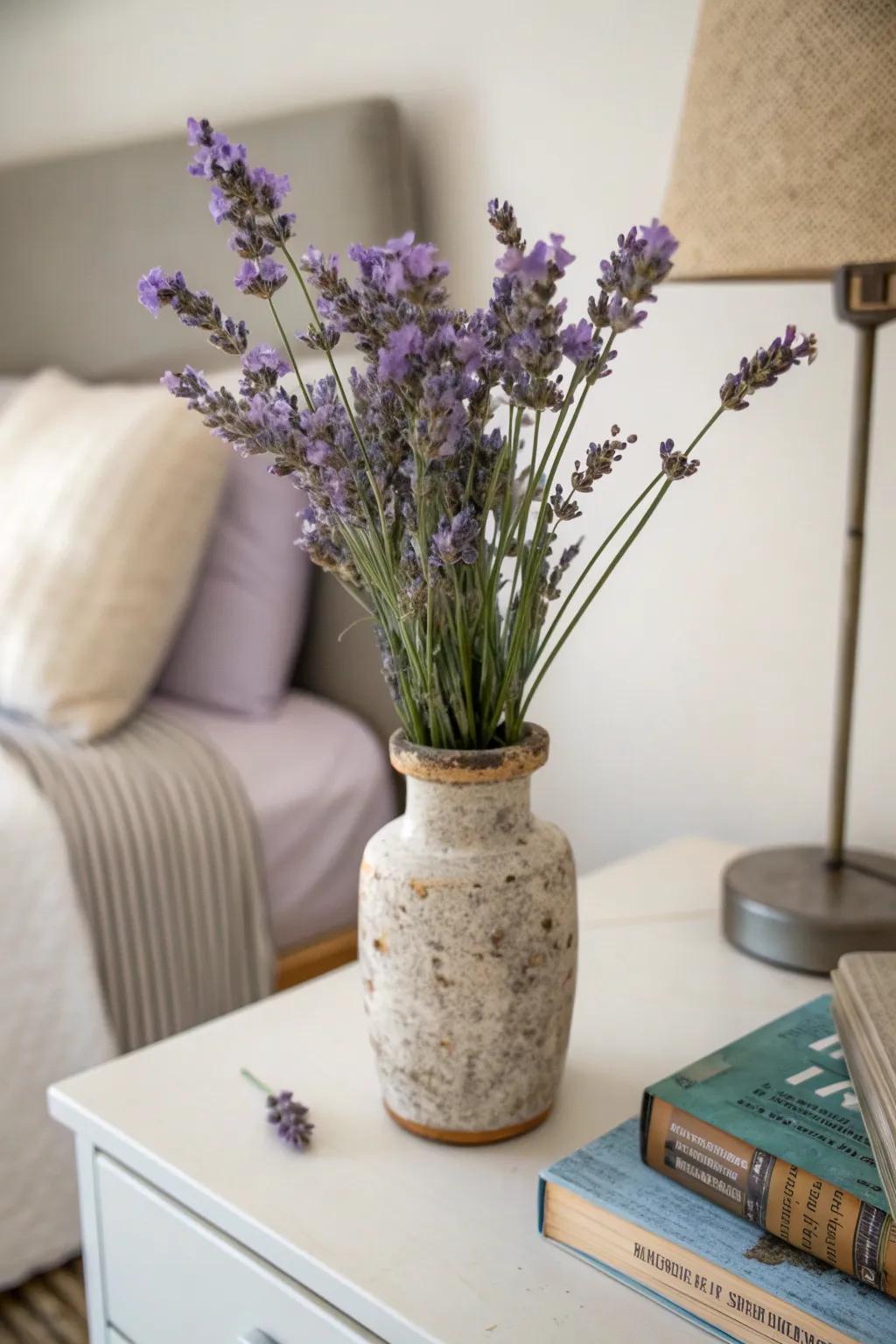 Lavender offers soothing aroma and visual appeal.