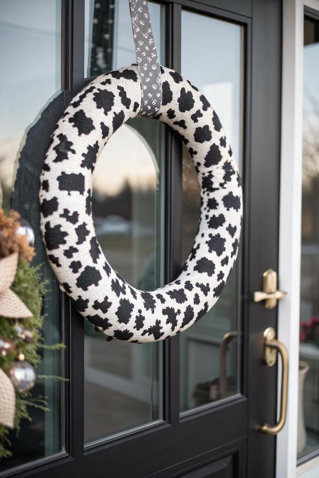 Black and white elegance with a cow-themed twist.