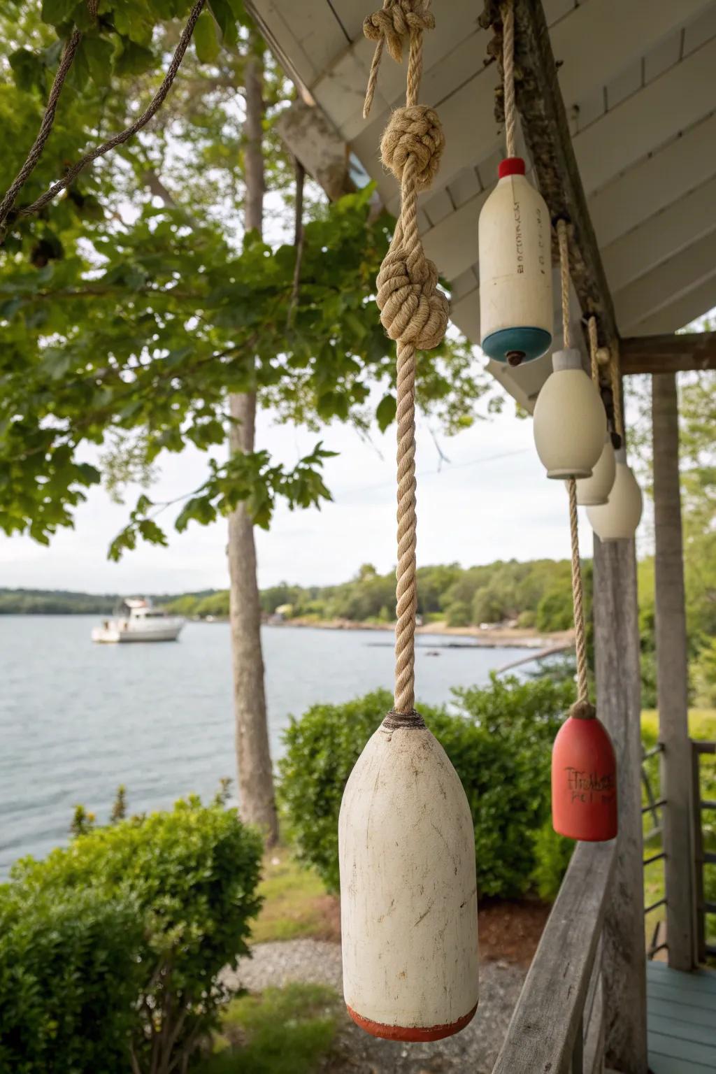 Rope and buoys bring an authentic seaside feel to your garden.