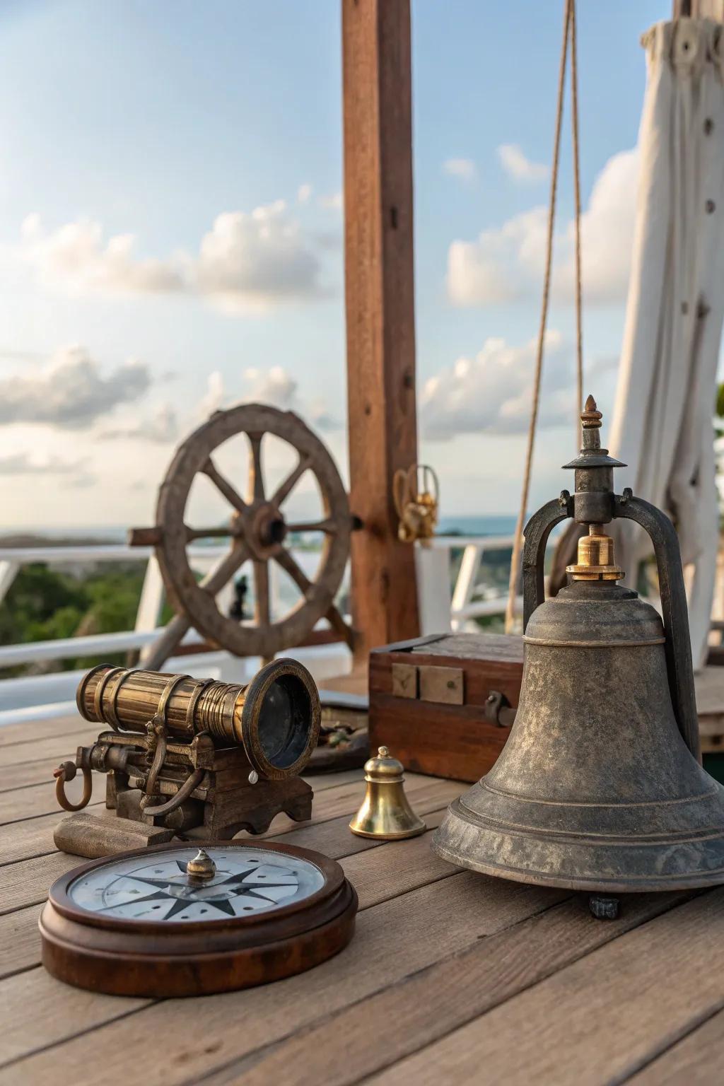 Vintage instruments add history and charm to your nautical theme.