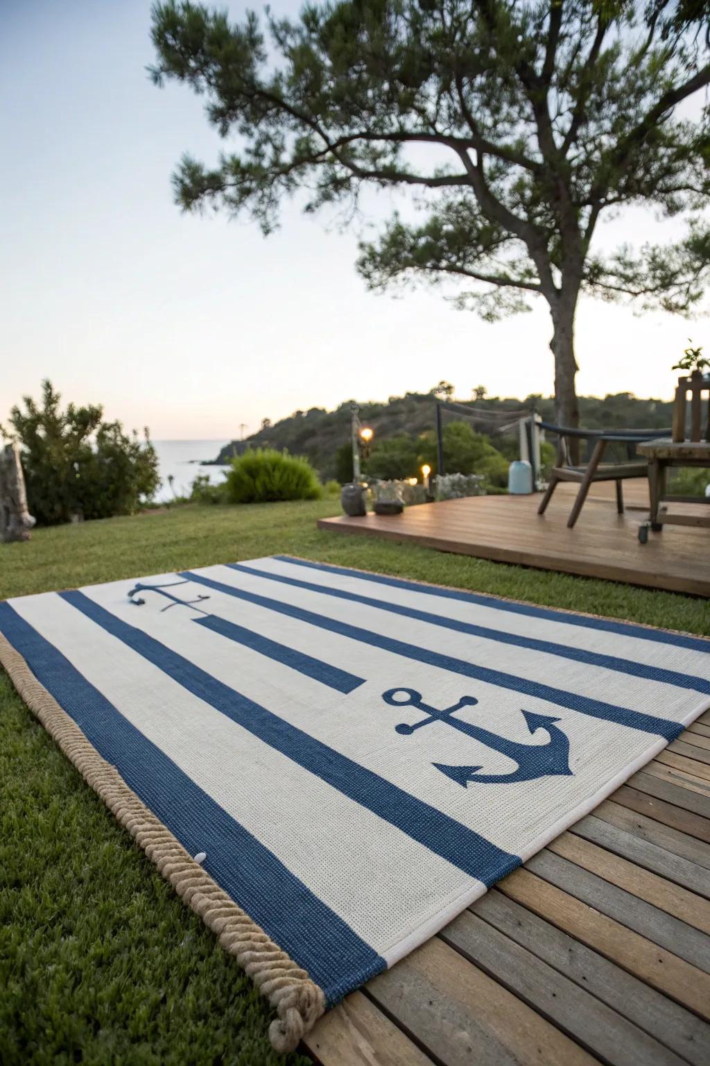 A nautical rug brings warmth and unity to your decor.