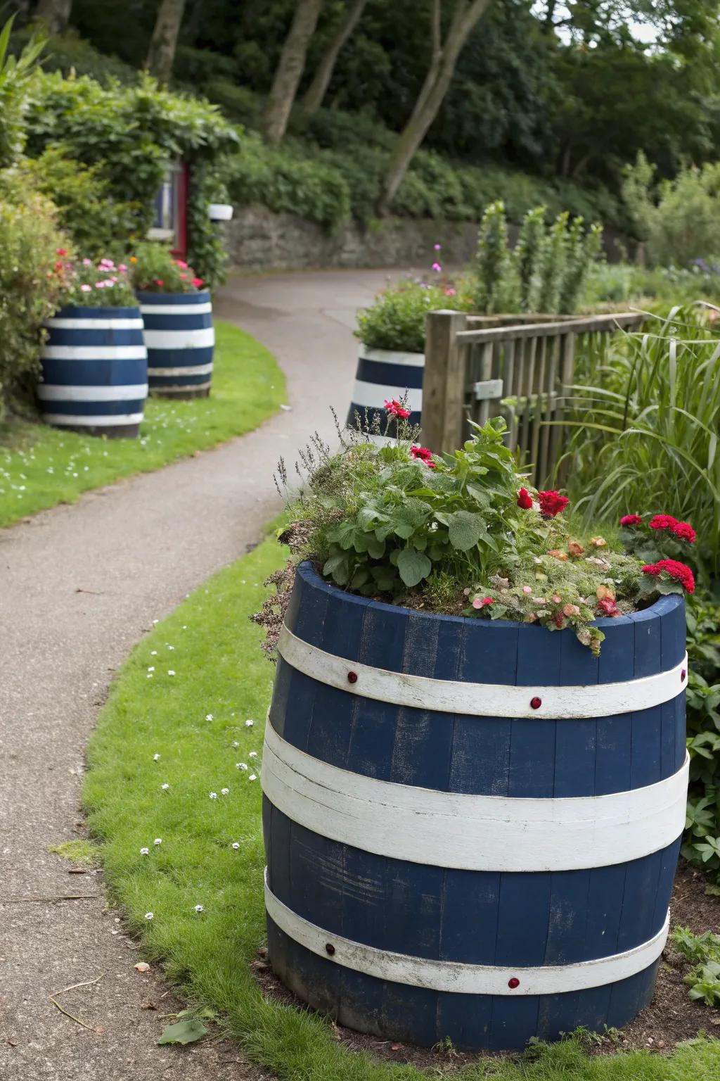 Nautical planters add a seafaring touch to your garden displays.
