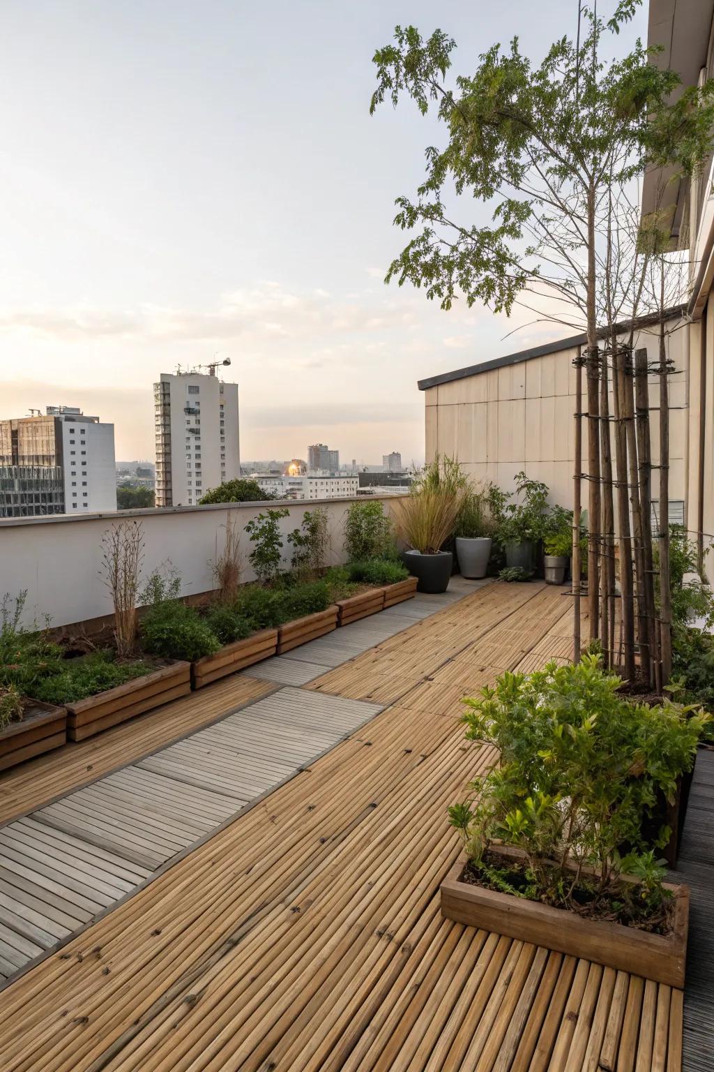 Bamboo decking is a sustainable and stylish flooring option.