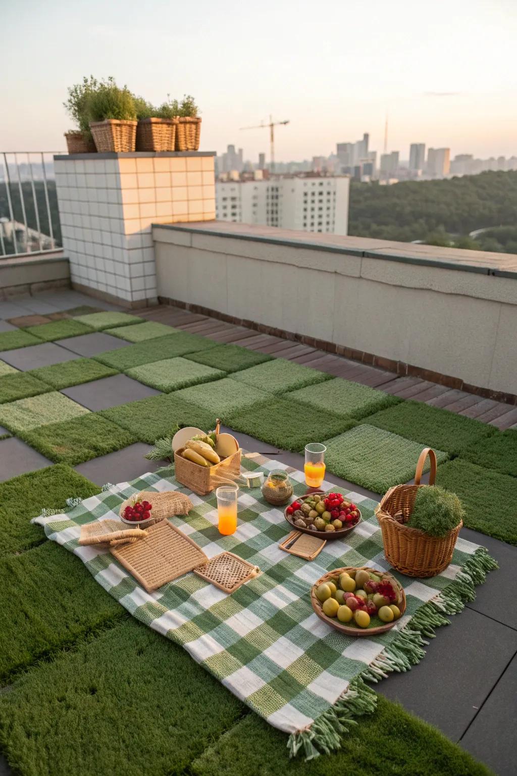 Modular grass tiles offer a versatile and green flooring solution.