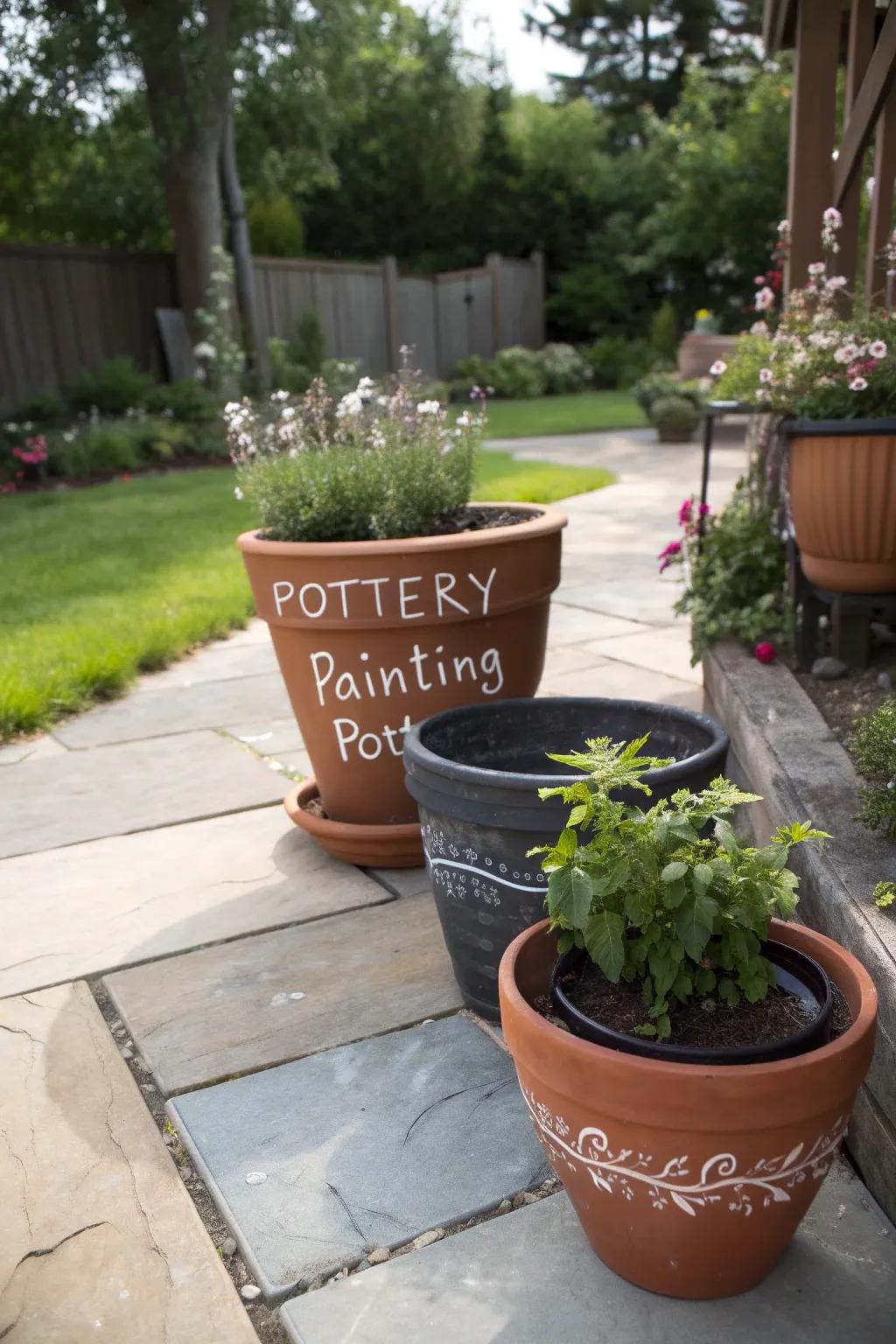 Chalkboard paint lets you customize messages on your pots.