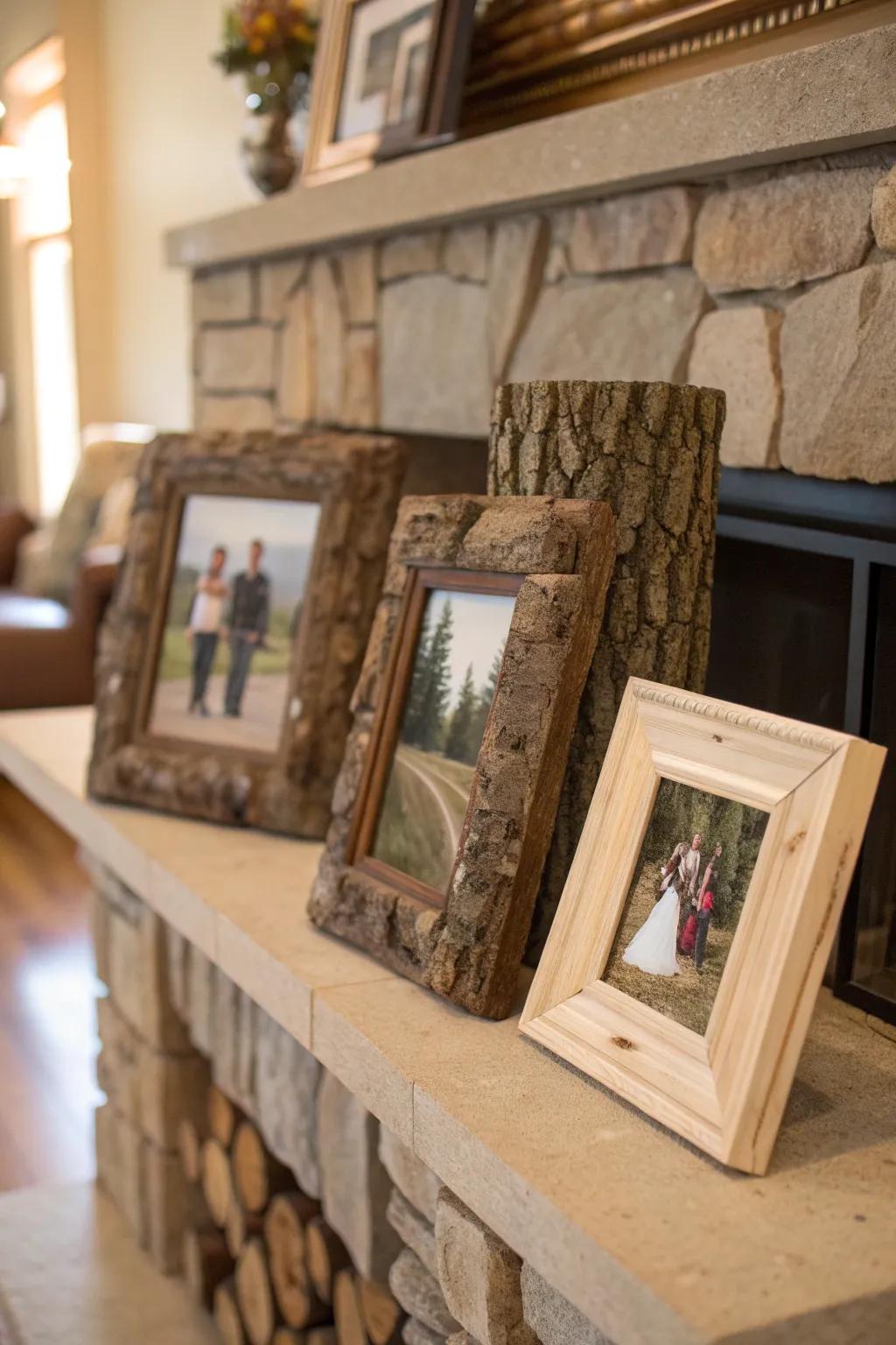Add a rustic touch to your memories with bark frames.