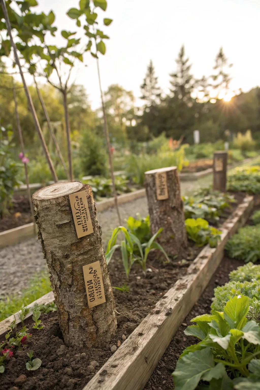 Keep your garden organized with bark markers.