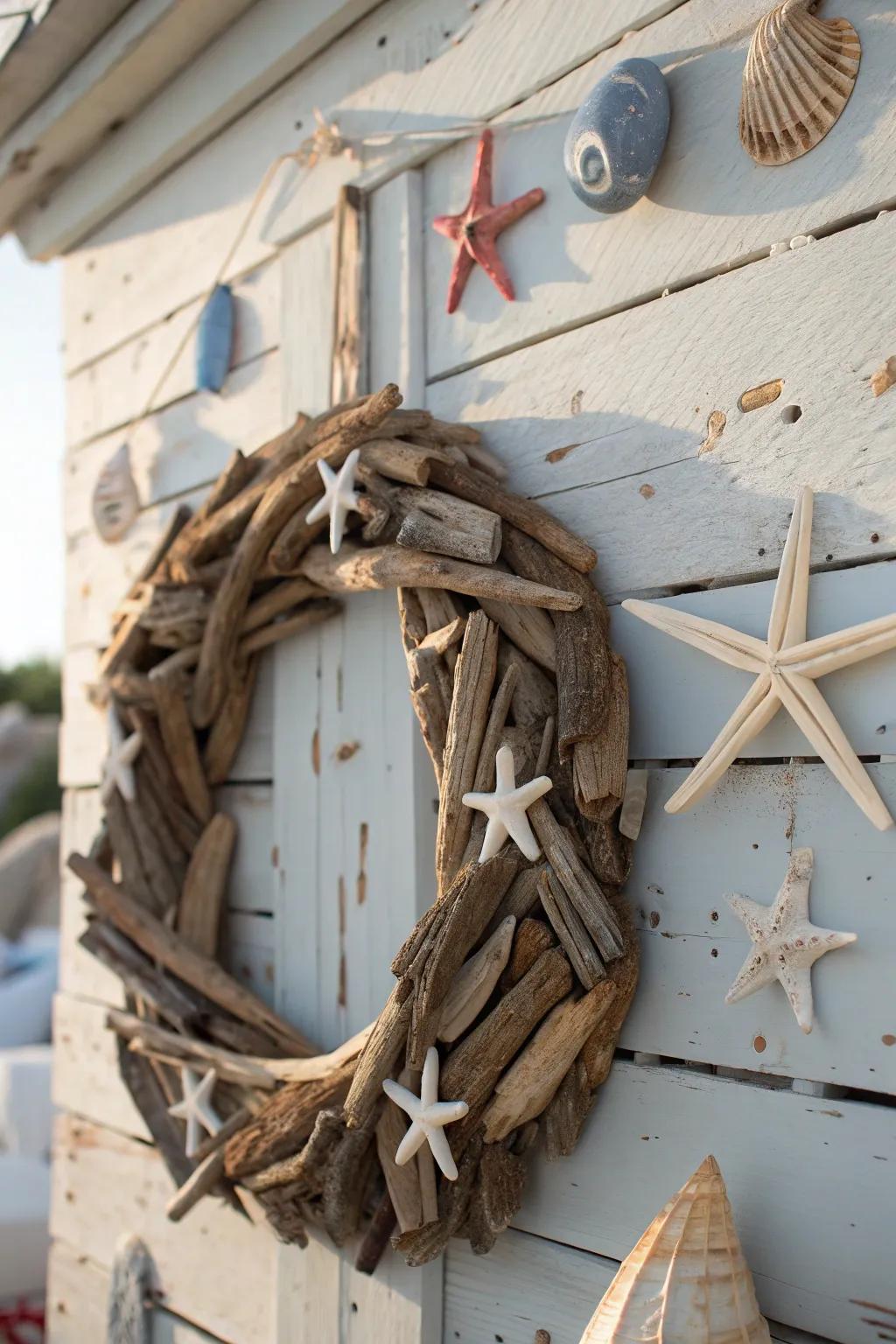Nature's art: driftwood pieces weave a story of the sea.