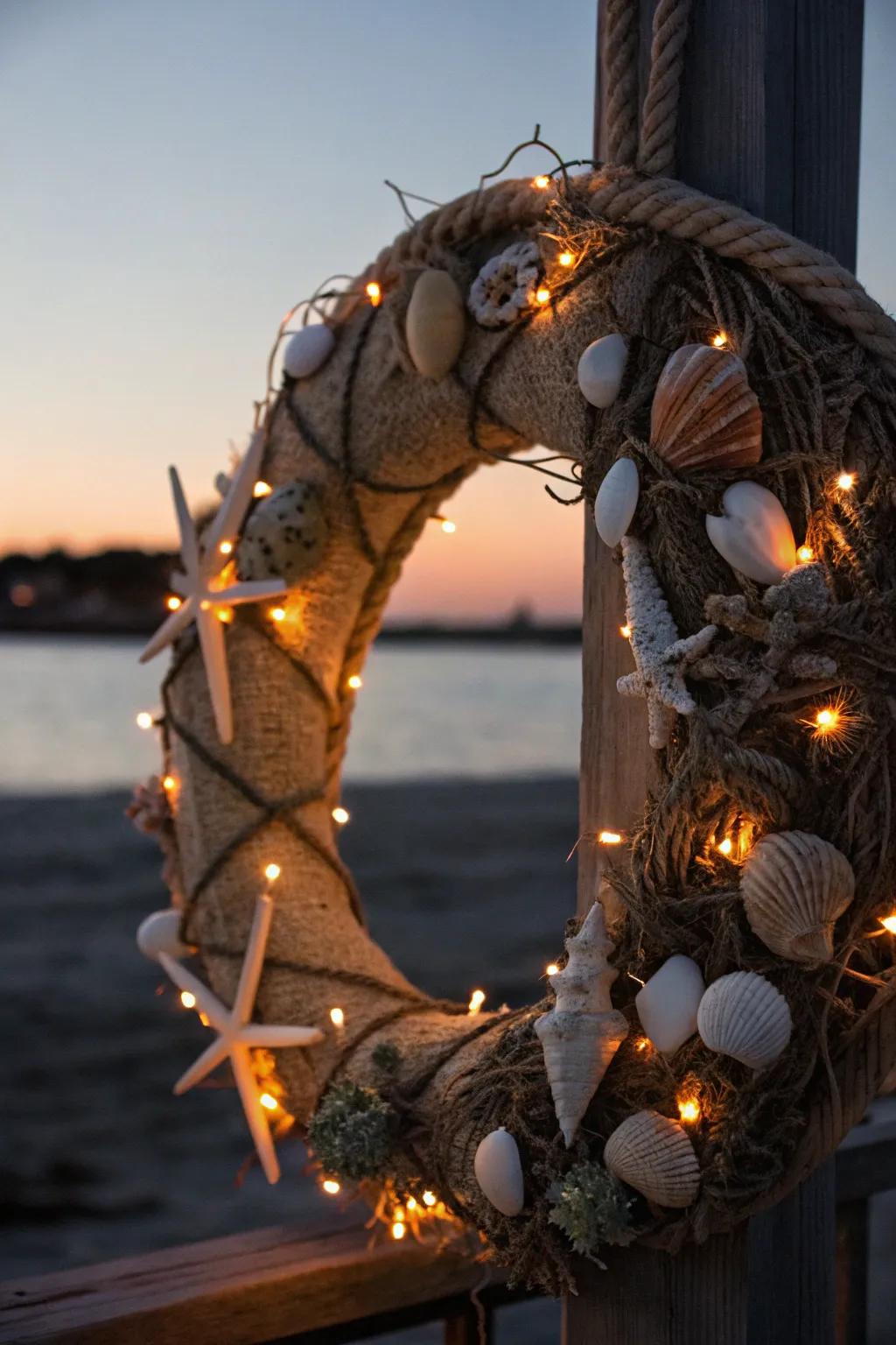 Twine and twinkle create a magical maritime ambiance.
