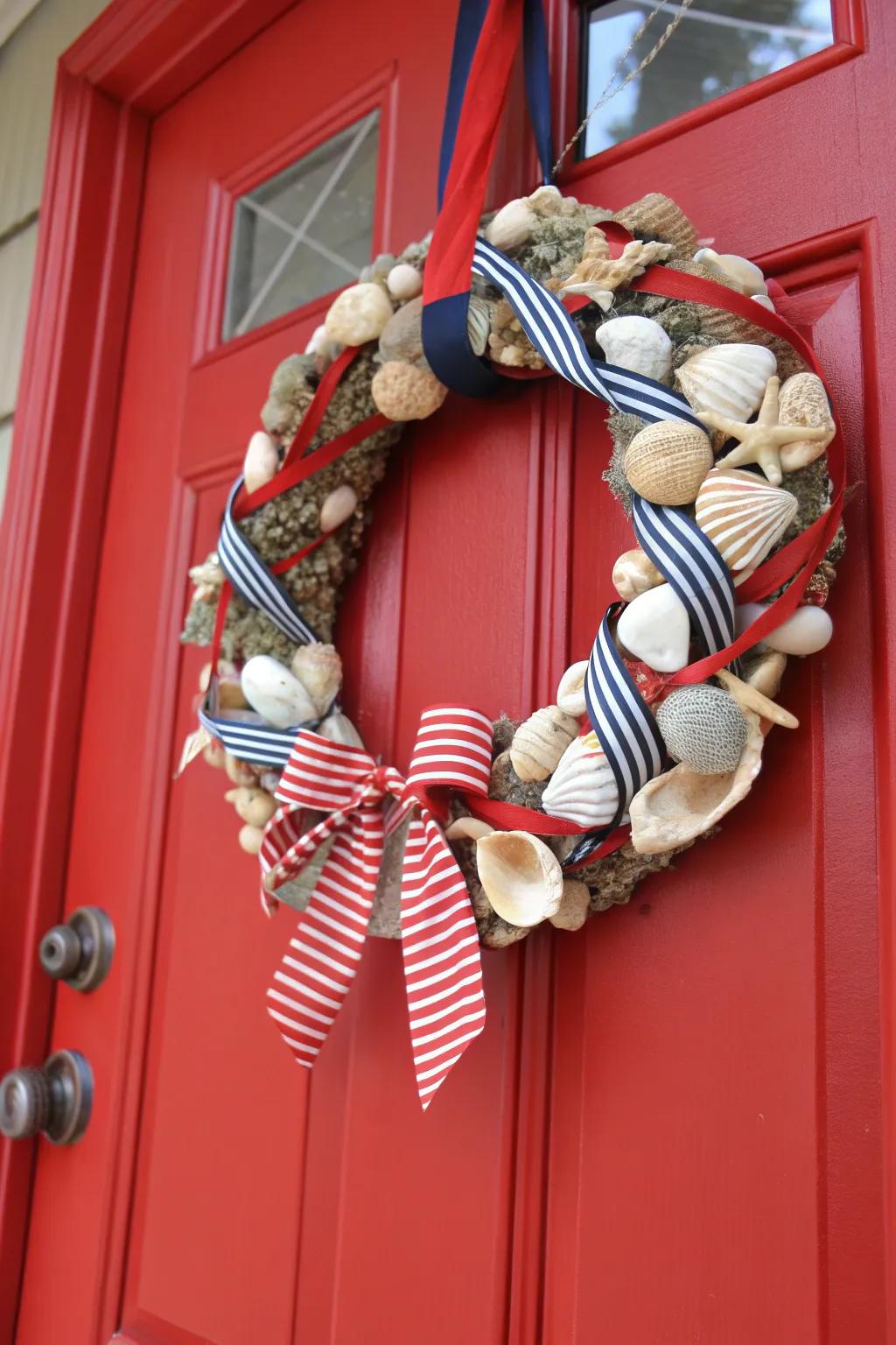 Shells and stripes blend for a chic beach-inspired look.