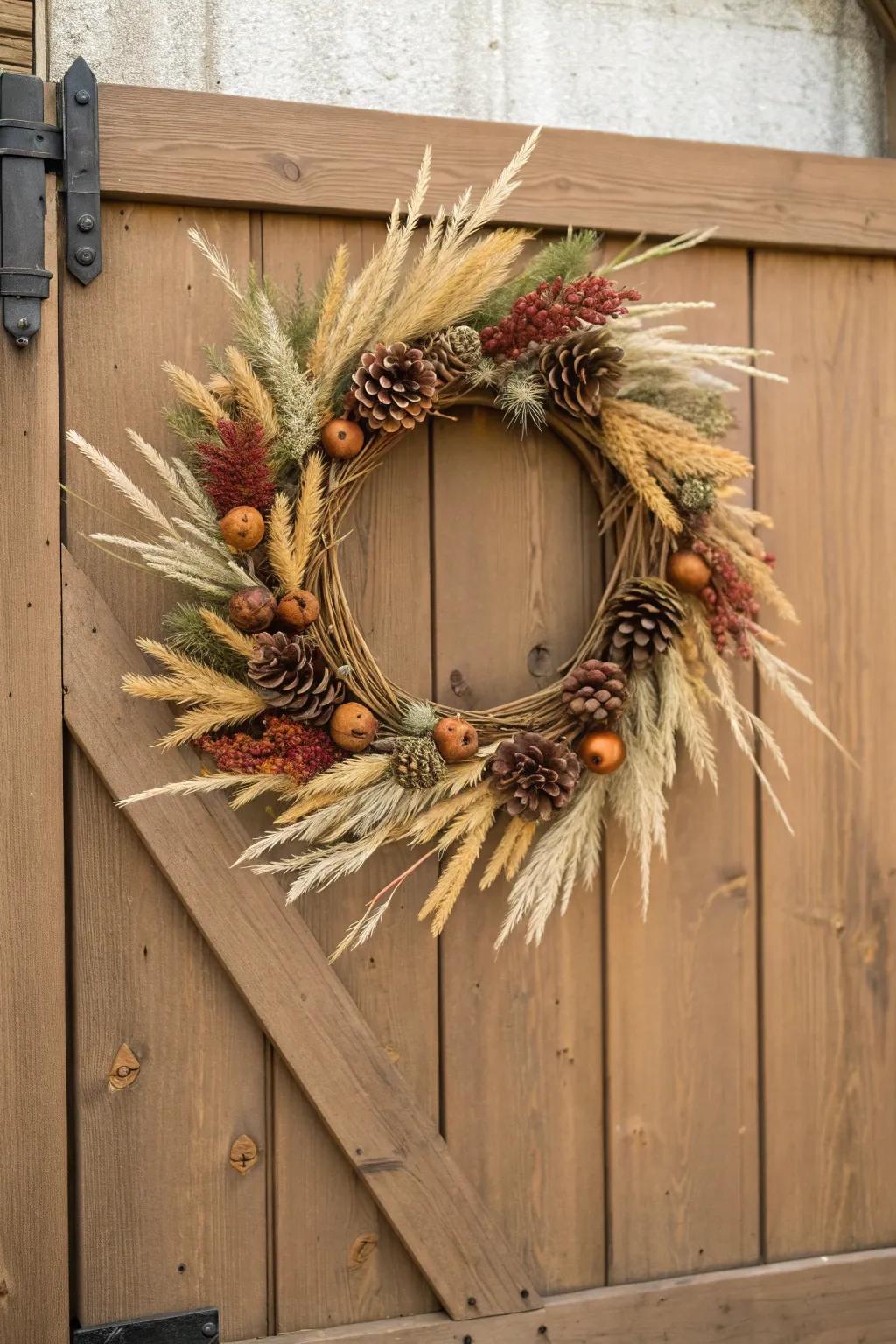 A rustic wreath that celebrates the harvest.