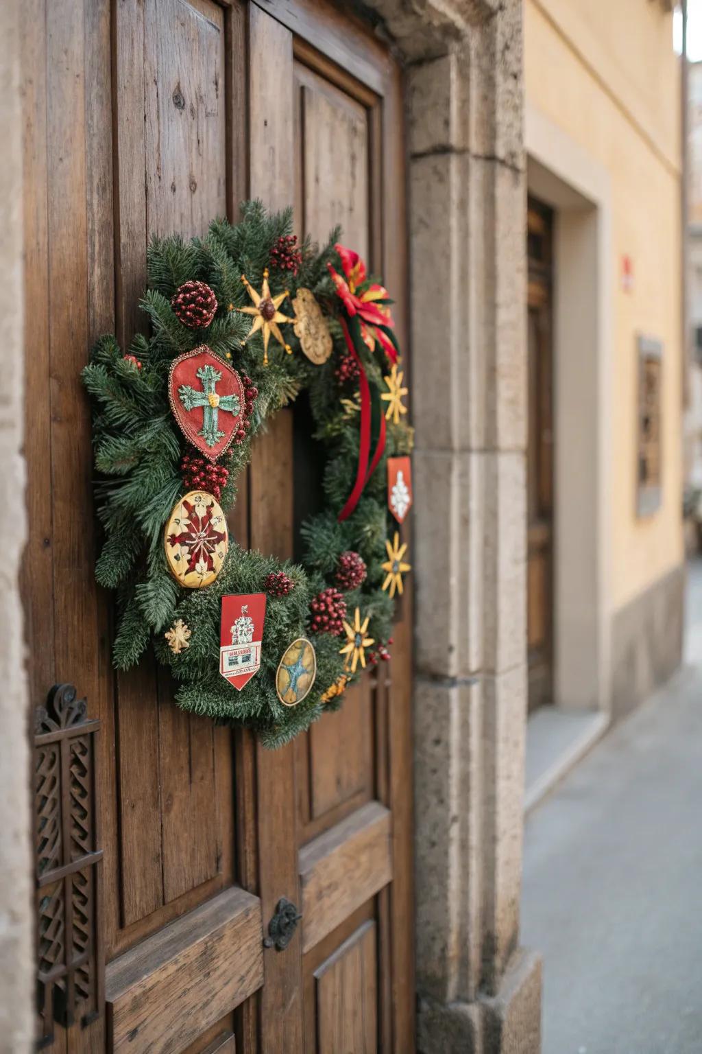A wreath that celebrates cultural heritage and traditions.