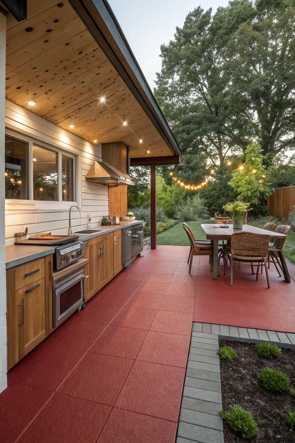 Recycled rubber flooring combines eco-friendliness with style and durability.