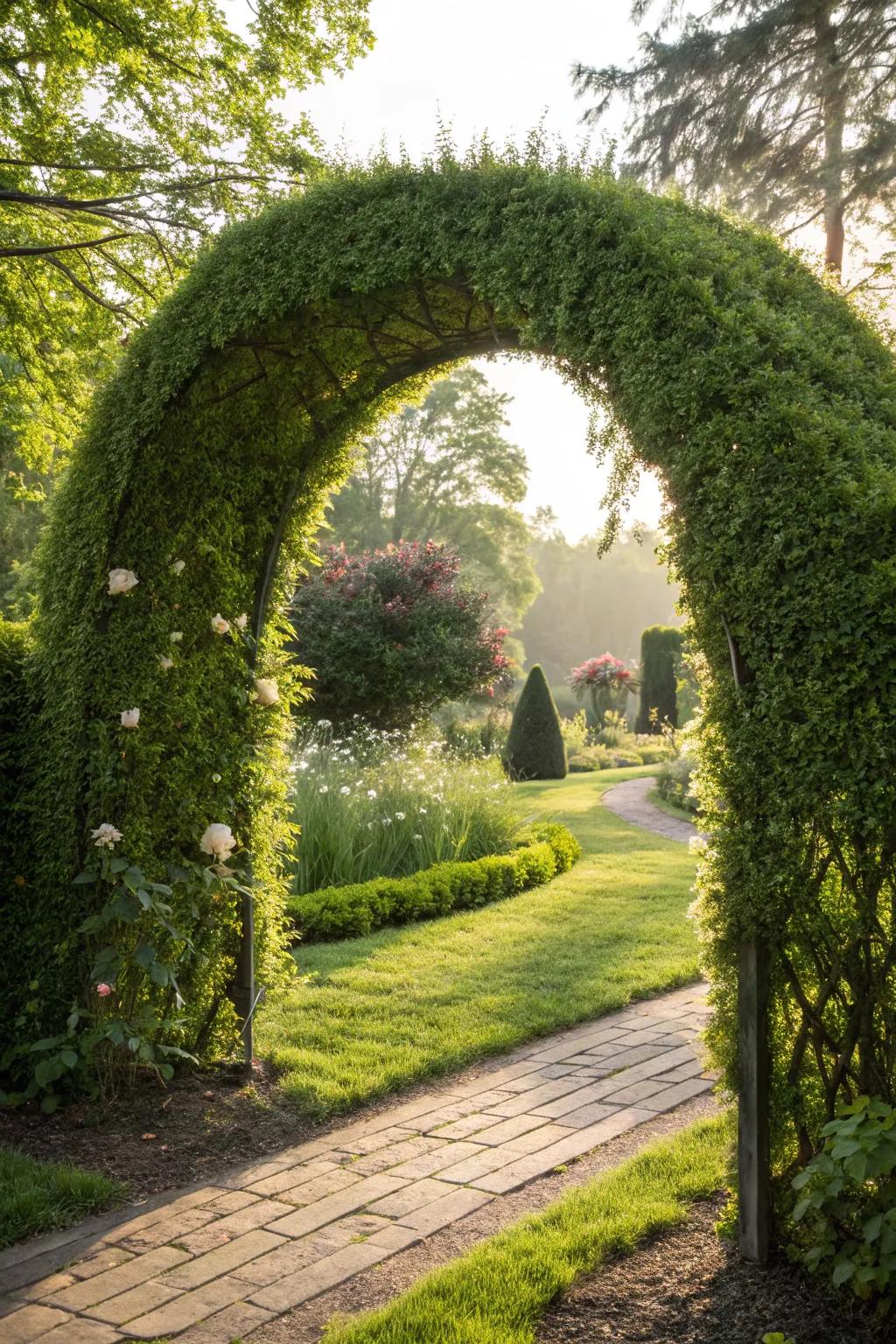 A beautiful archway grass wall for memorable photos.