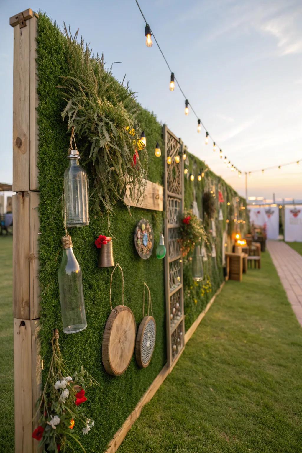 Eco-friendly elegance with a sustainable grass wall.