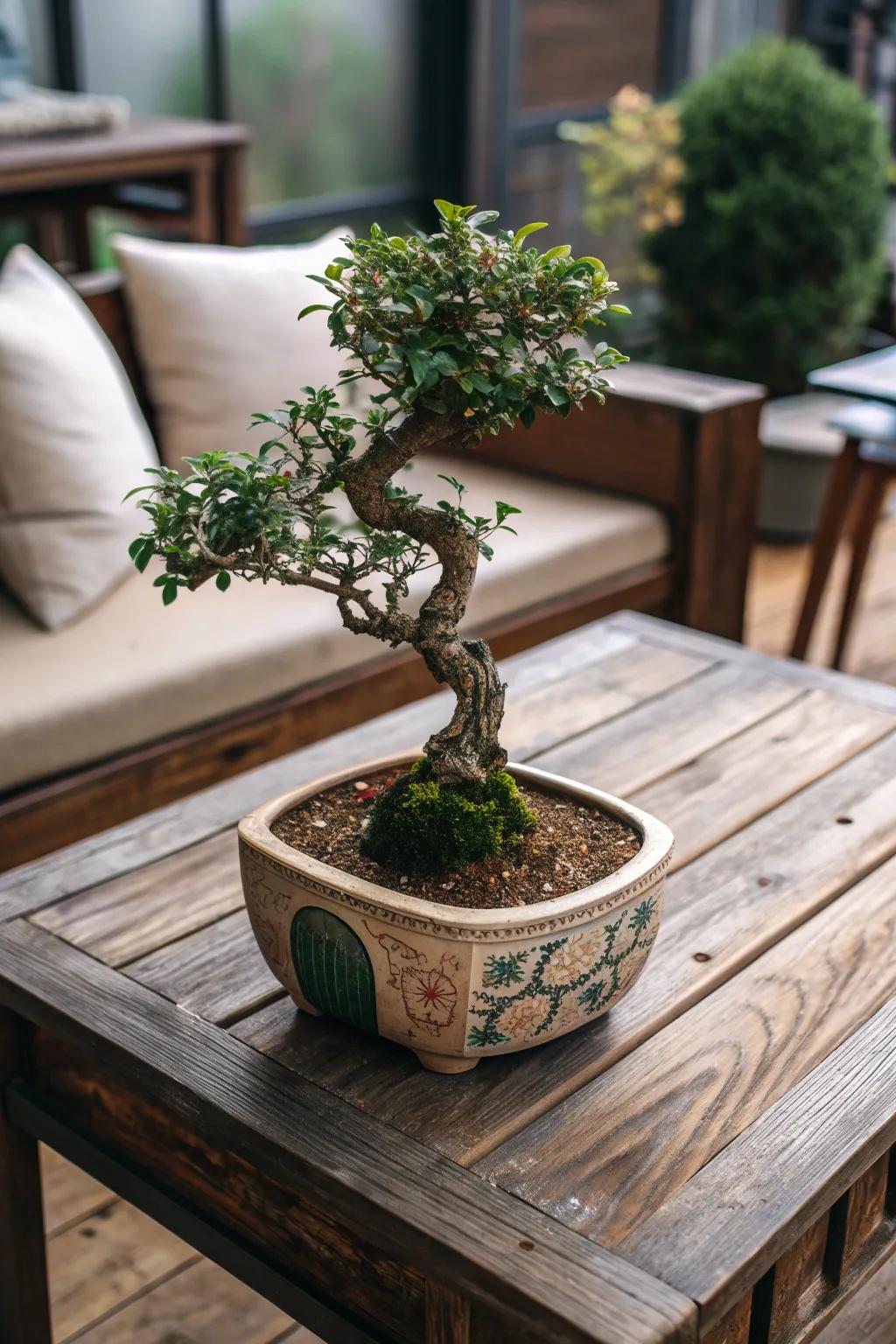 Experiment with unique pots to enhance your bonsai's charm.
