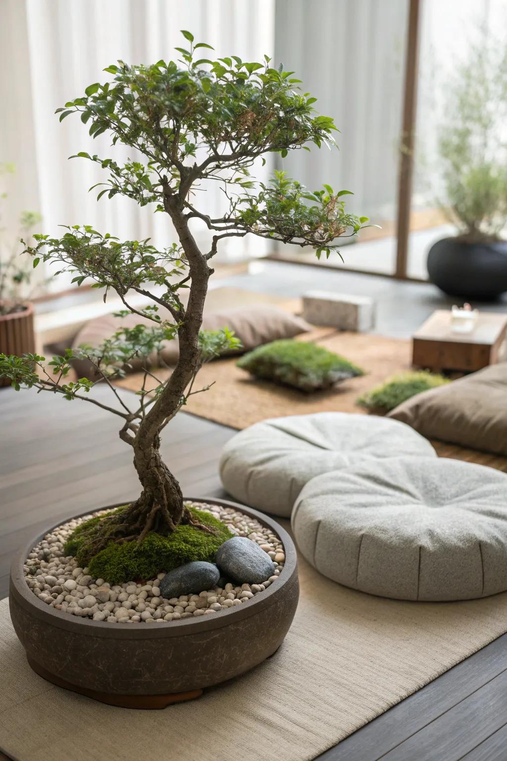 Incorporate a meditation space around your bonsai.
