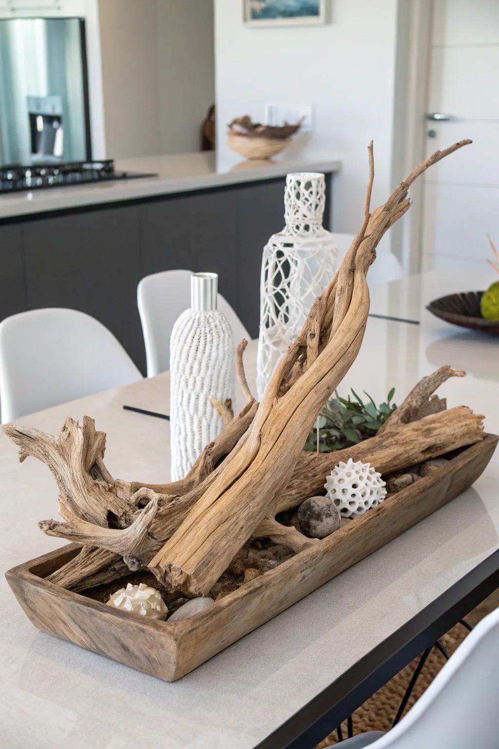 Embrace simplicity with a minimalist driftwood design.