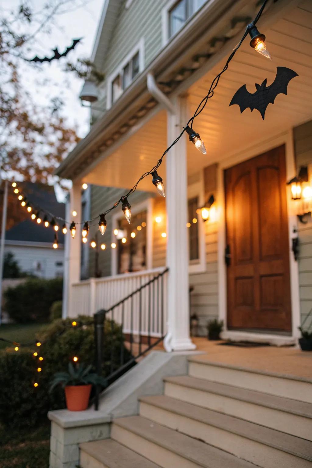 Invite your guests with a porch adorned in batty brilliance.