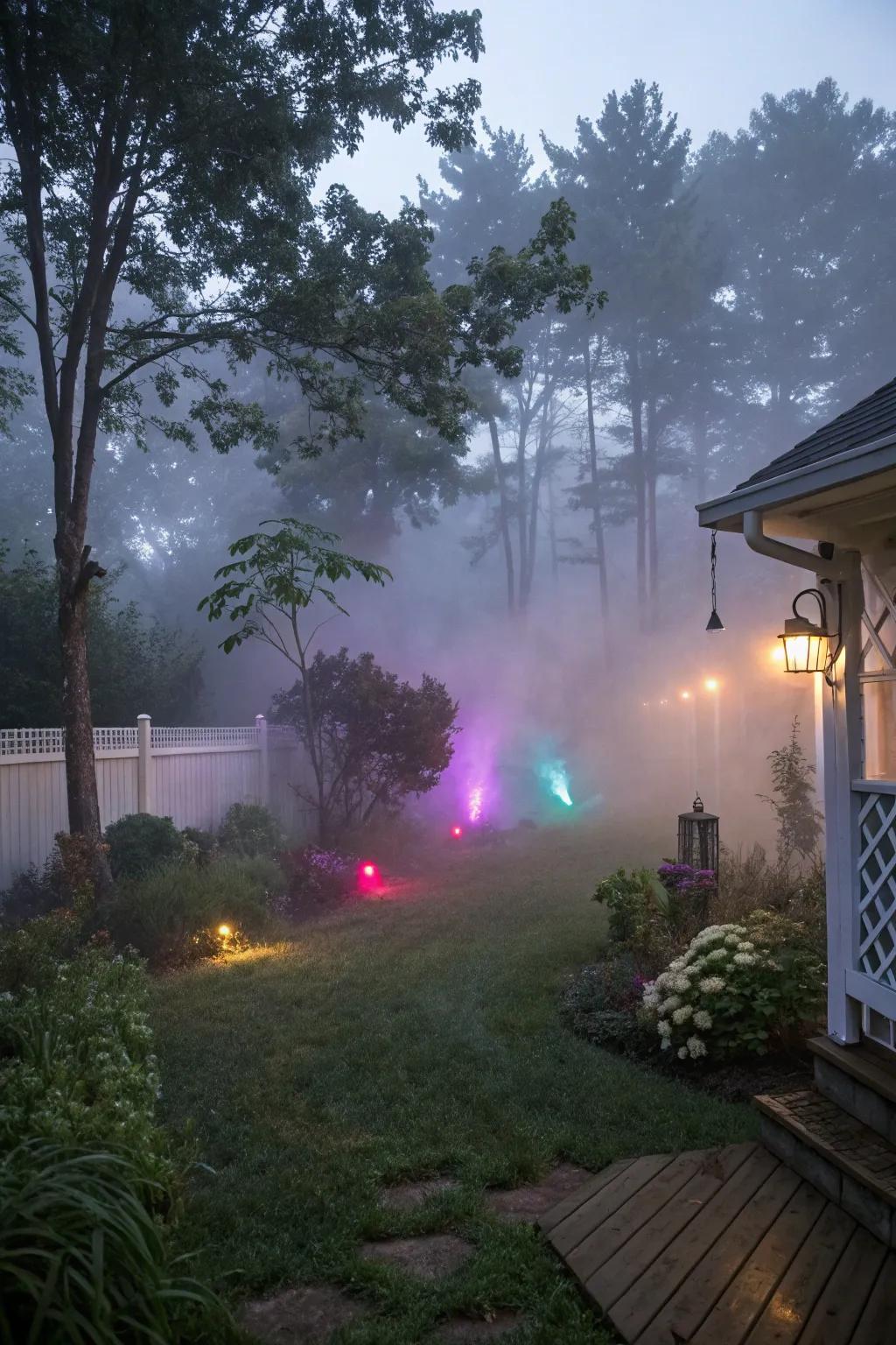 Dive into a foggy, fantastical world with light and mist.