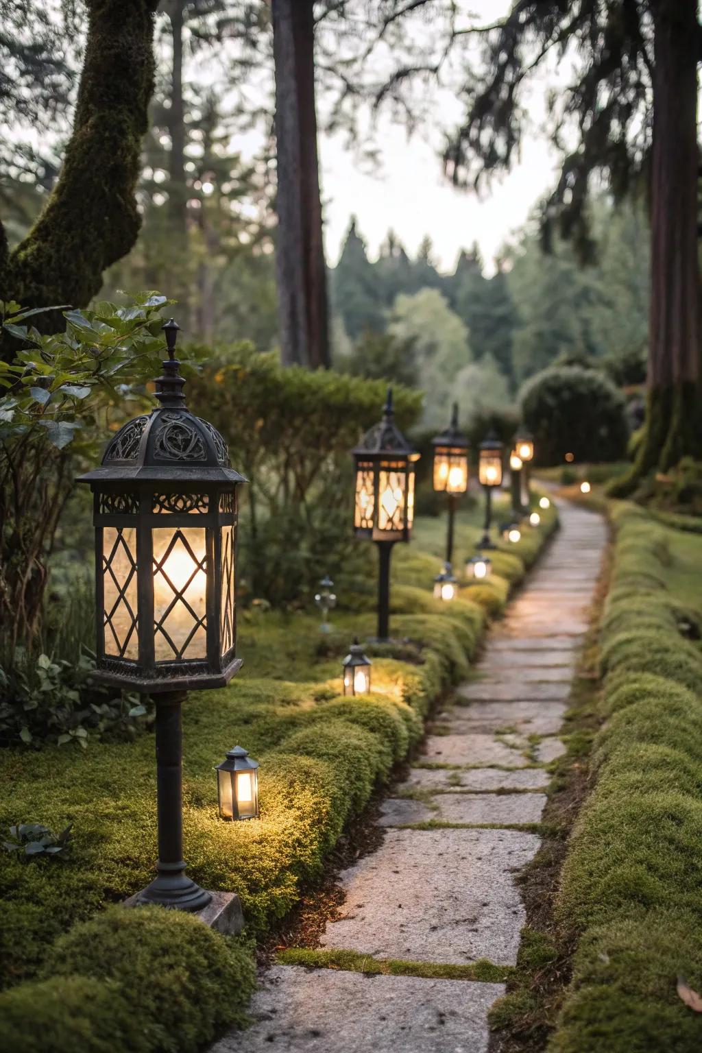 Guide guests with a dramatic, lantern-lit path.