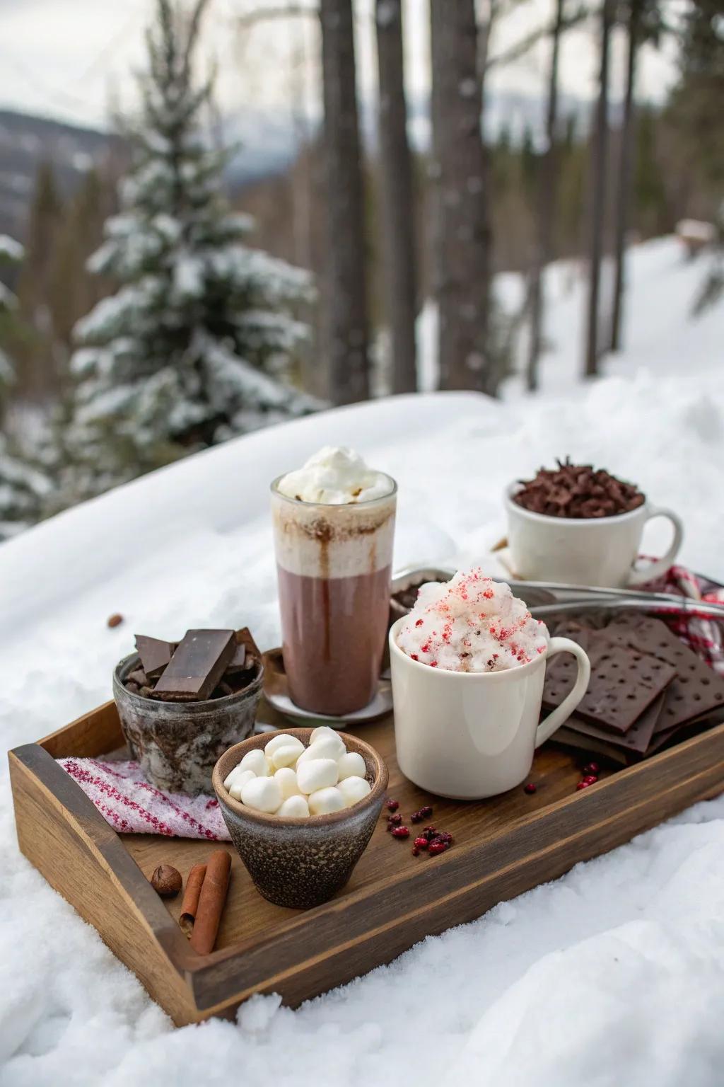 Indulge in a delightful hot chocolate bar to keep guests cozy and satisfied.