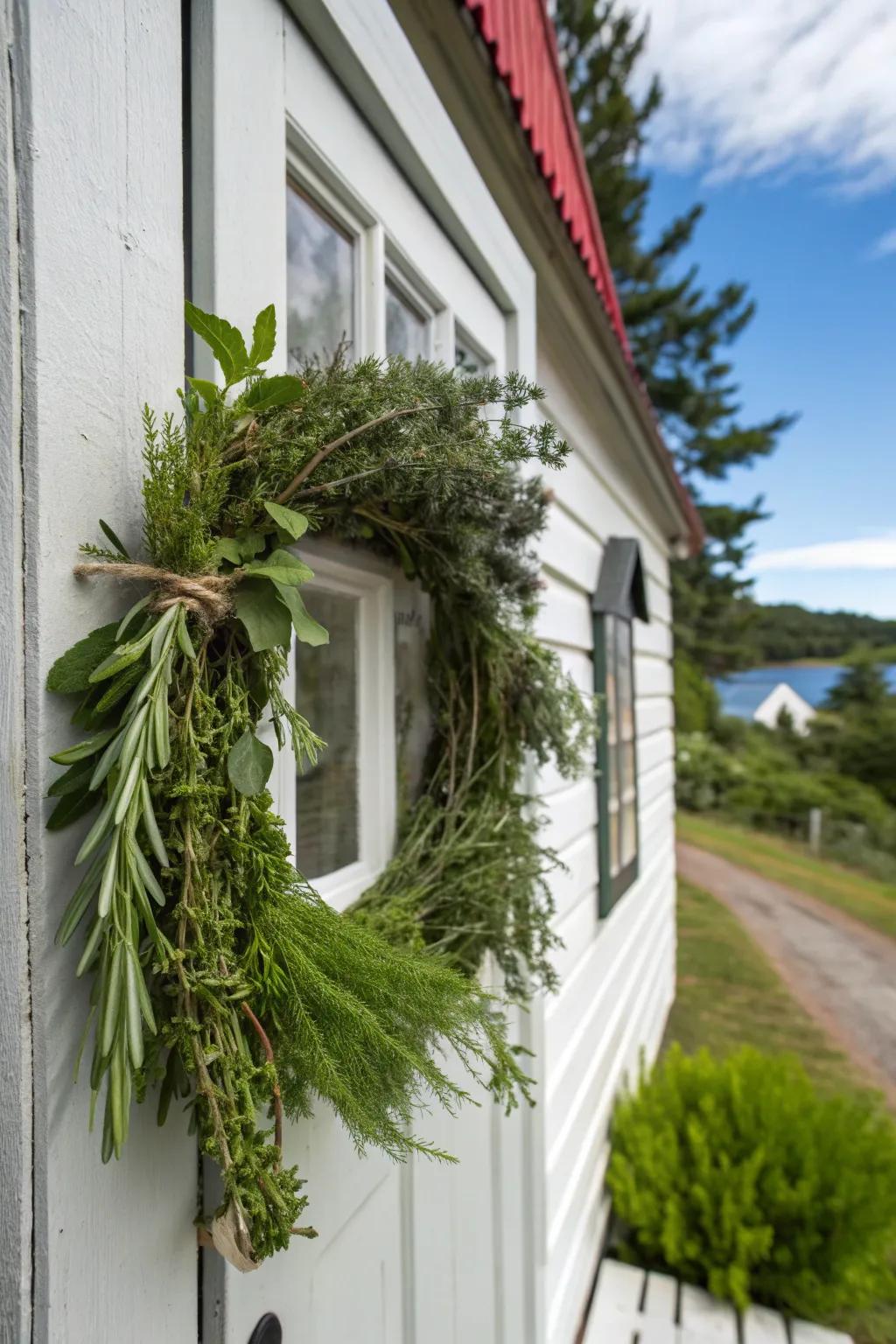 A fragrant herb wreath that delights the senses.