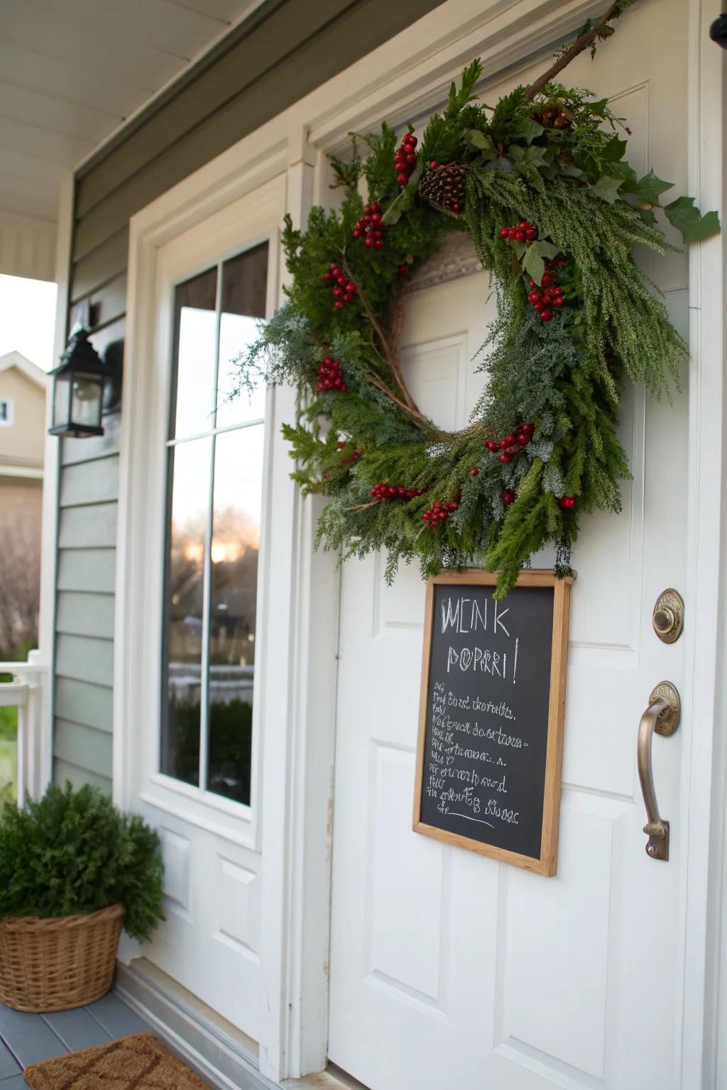 A wreath that speaks volumes with customizable messages.