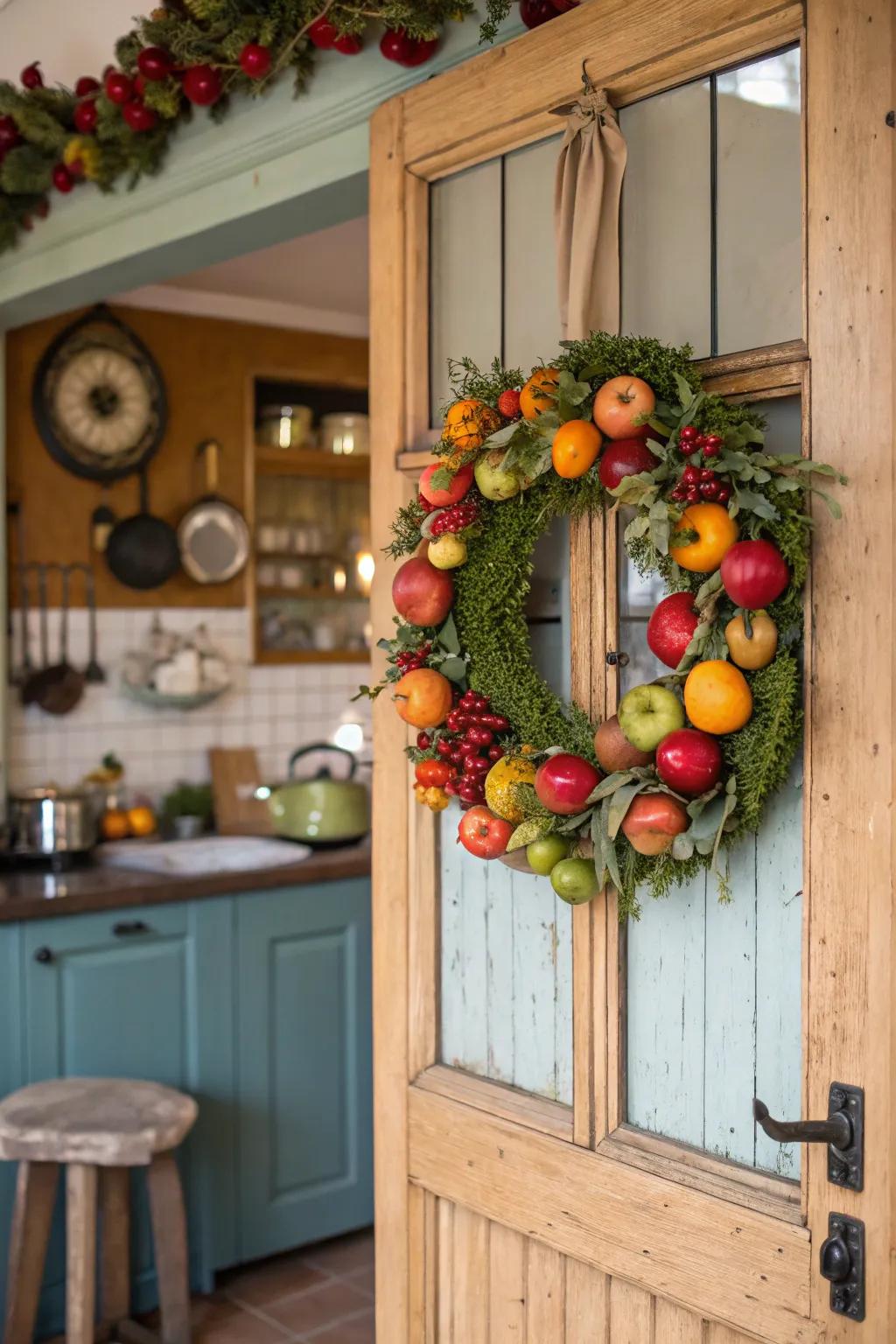 A fruit wreath that adds a splash of whimsy to any home.