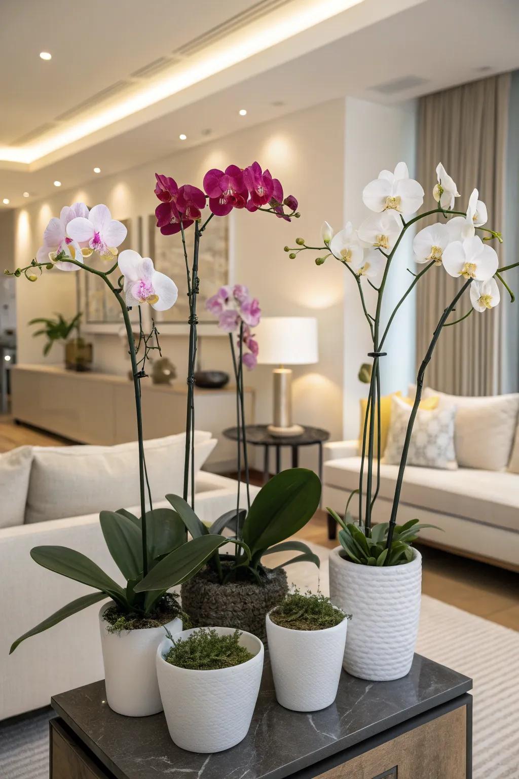 Phalaenopsis orchids bring elegance to any setting.