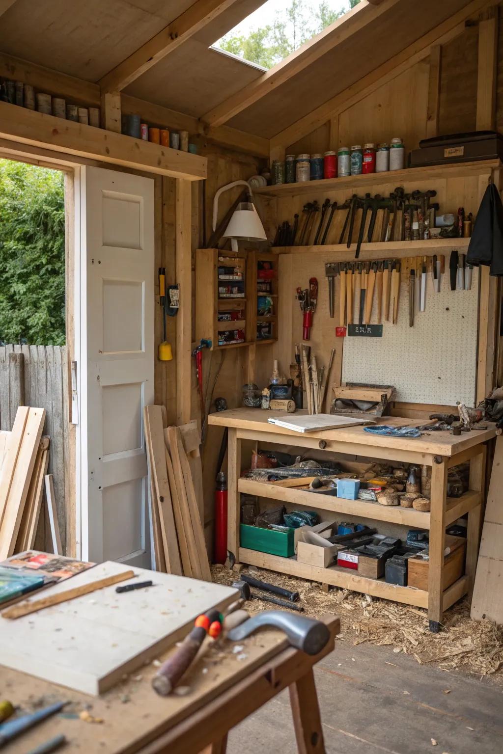 A creative workshop shed for all your artistic endeavors.