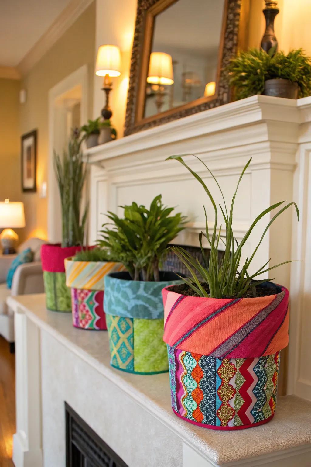 Customizable fabric-wrapped pots for any decor