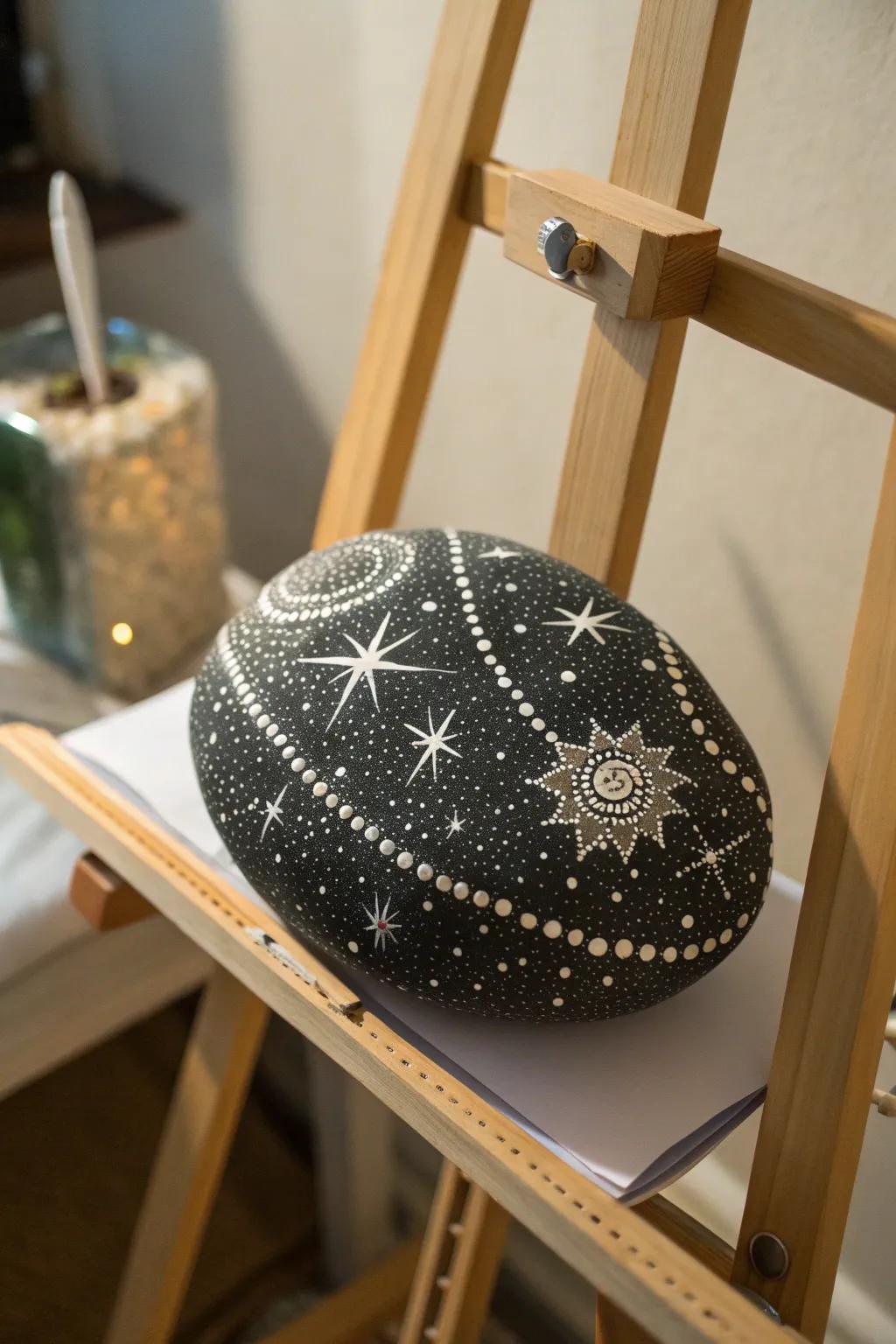 Discover the intricate beauty of stippling with this rock painting technique.