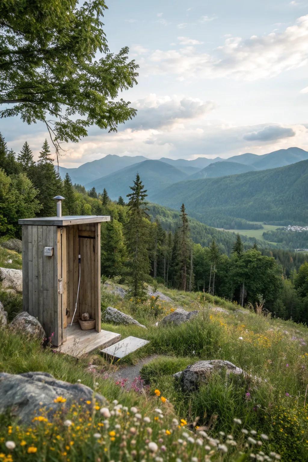 Soak in scenic views with an open-air shower experience.