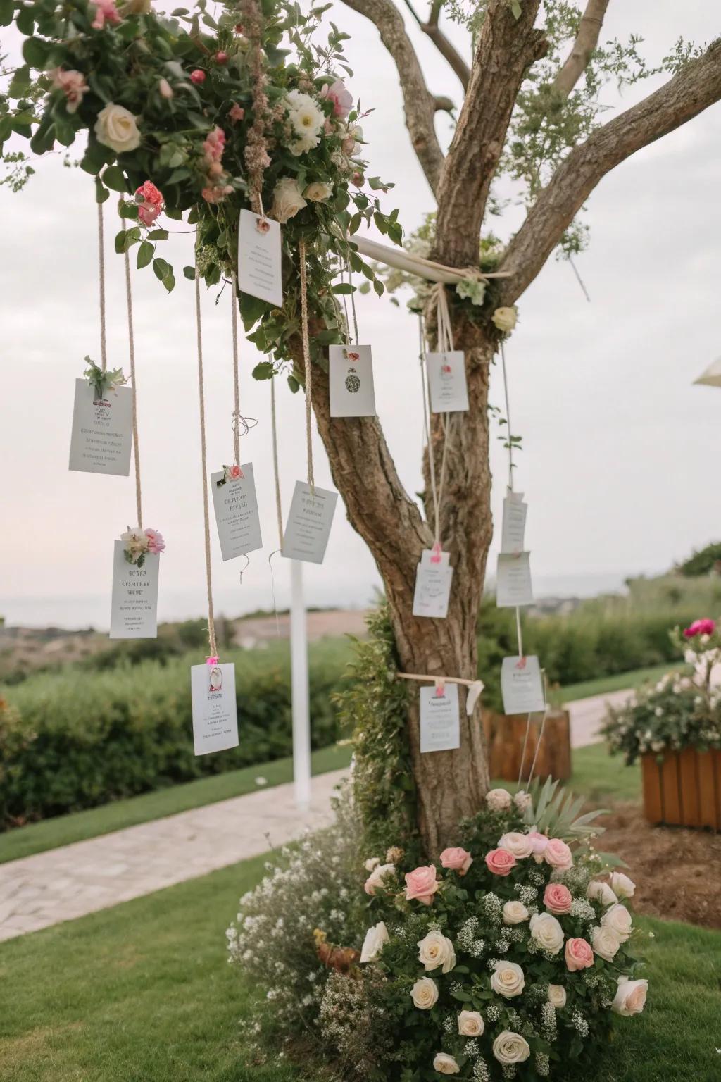 Guests leave their wishes on this wishing well tree.