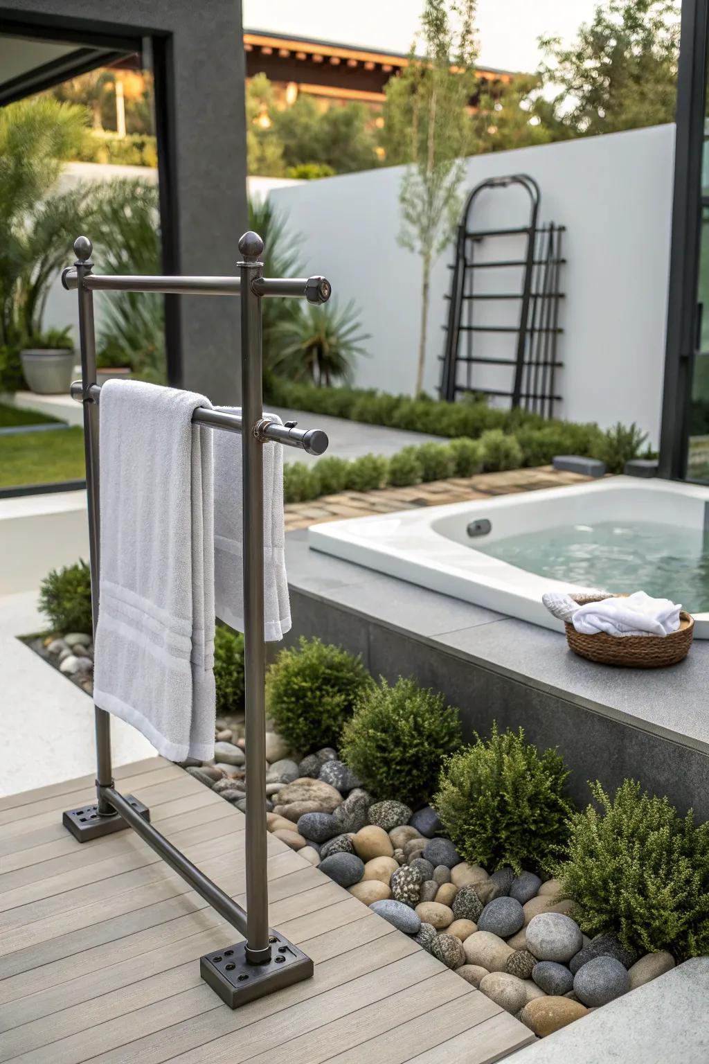 Industrial-style racks offer a modern and bold look.