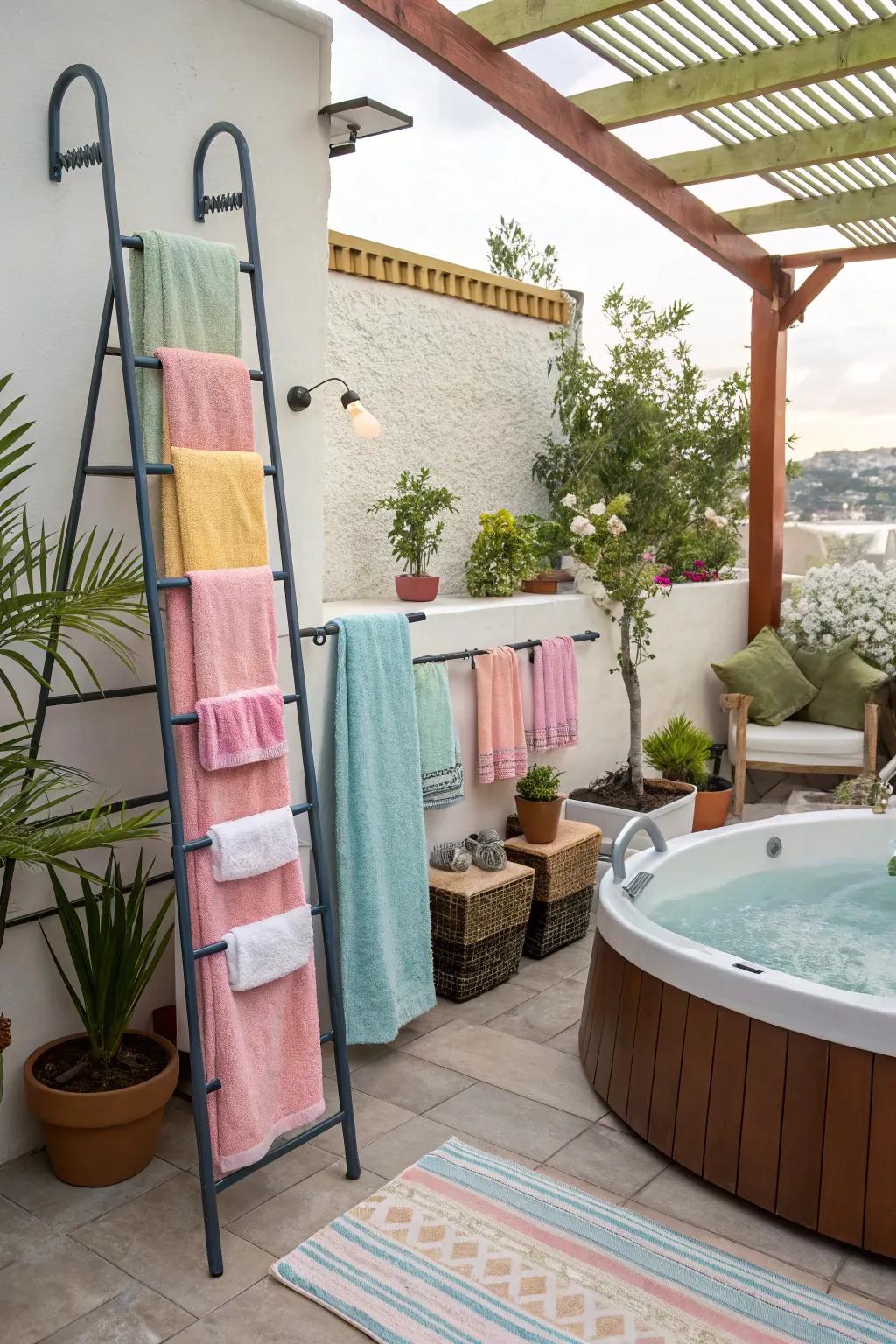 Color-coordinated racks enhance your outdoor aesthetic.