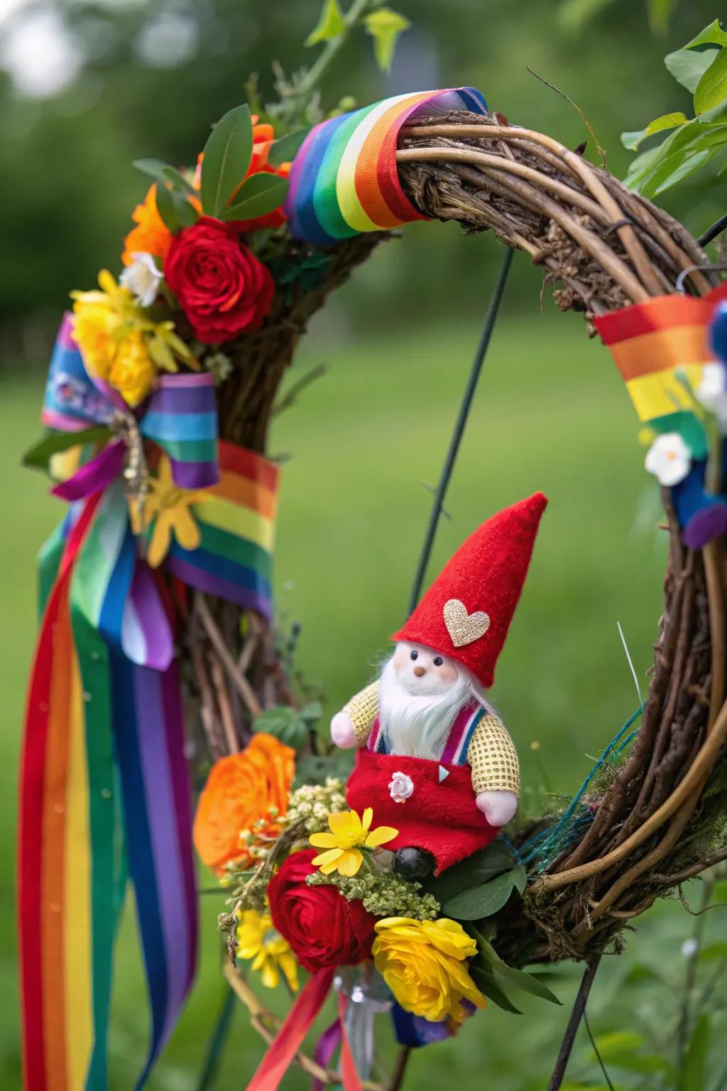 Magical rainbow colors with a gnome twist.