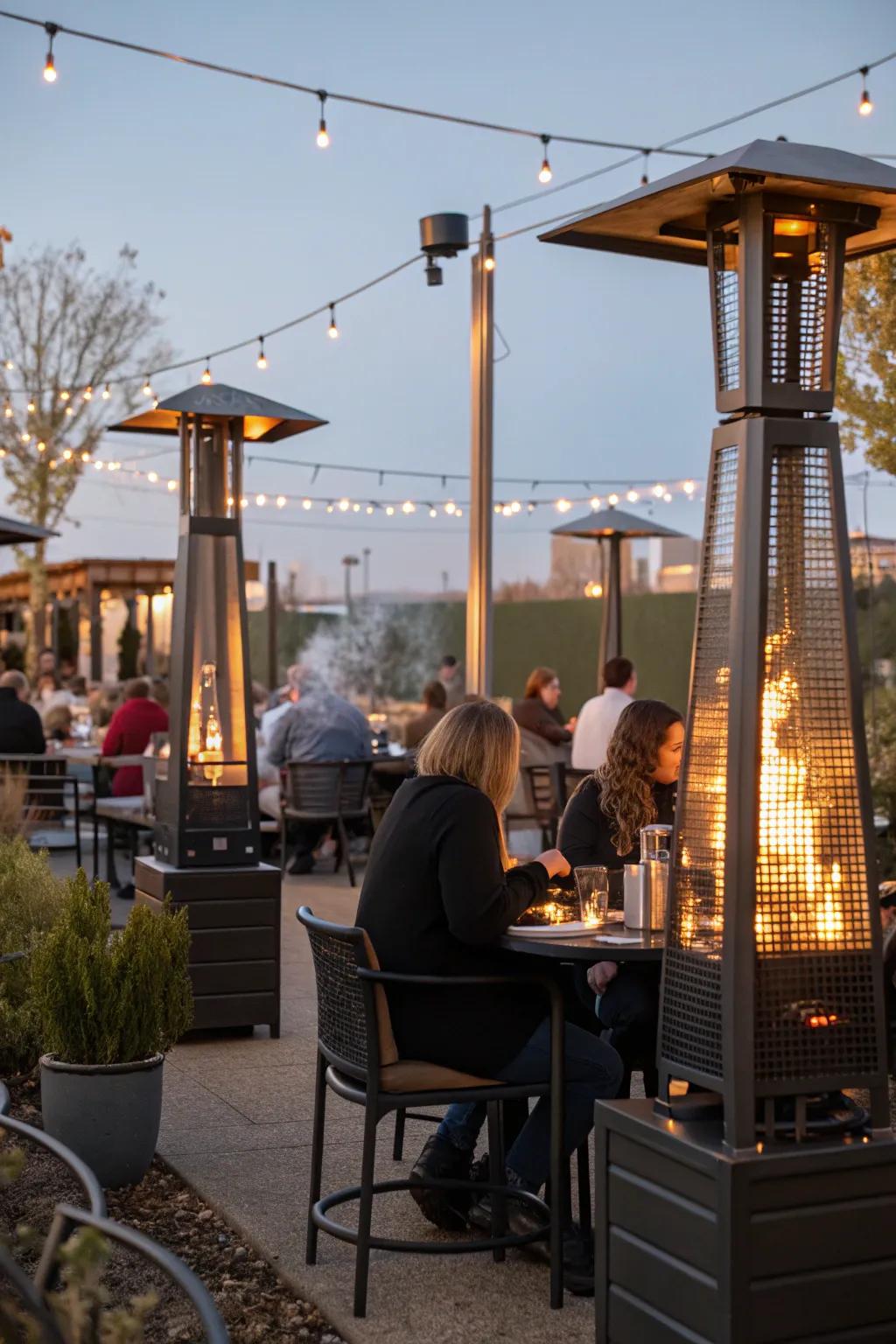 Fire pits provide warmth and ambiance for cooler evenings.