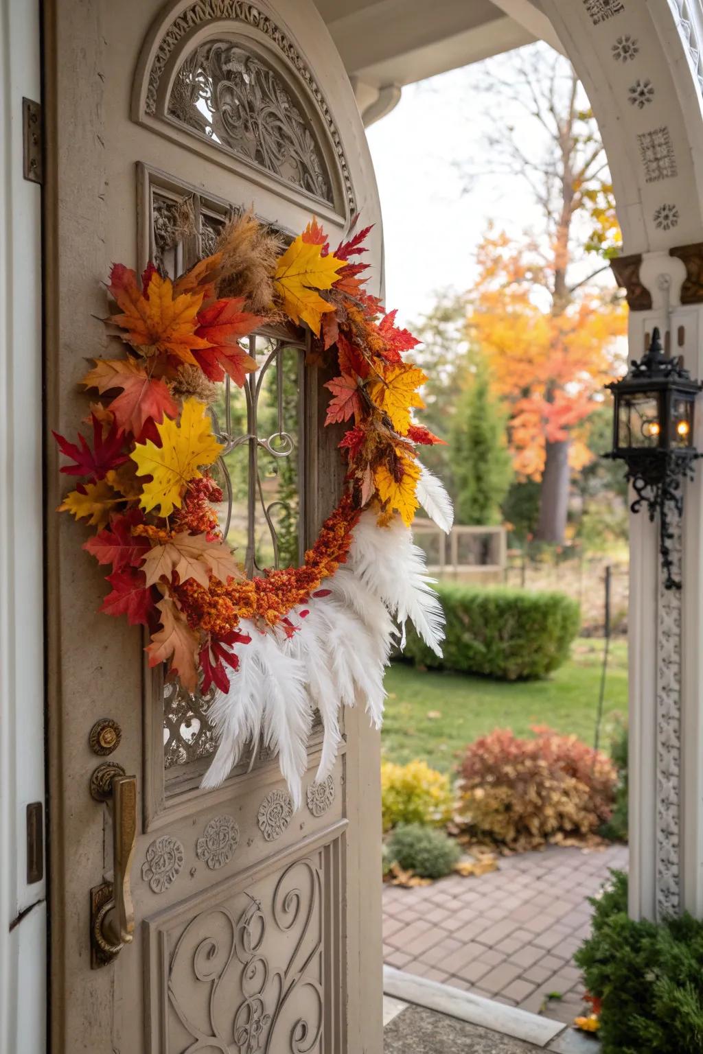 Feathered friends: a whimsical and soft fall wreath.