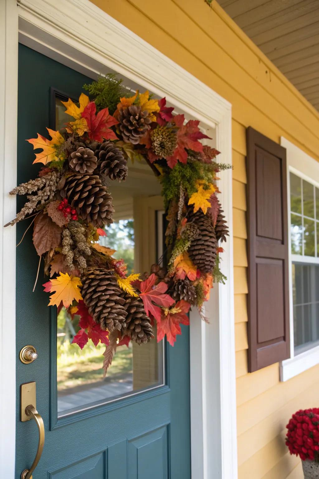 Pinecone patch: a textured and welcoming fall wreath.
