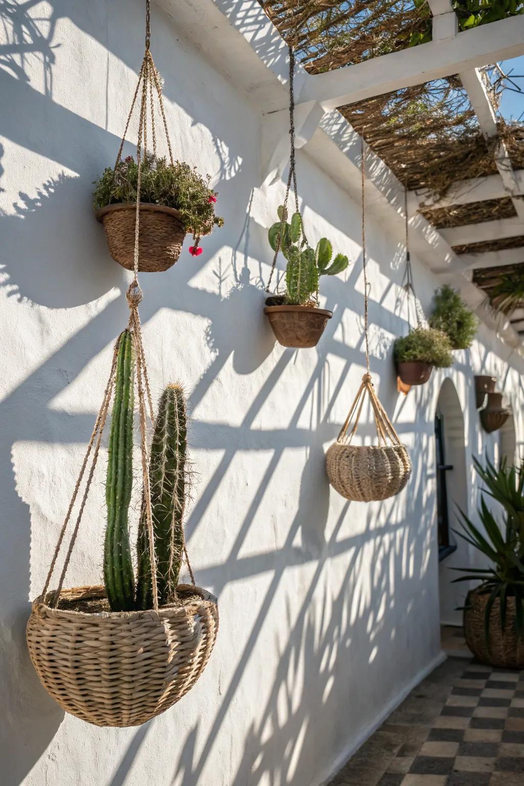 A floating cactus garden transforms vertical space beautifully.