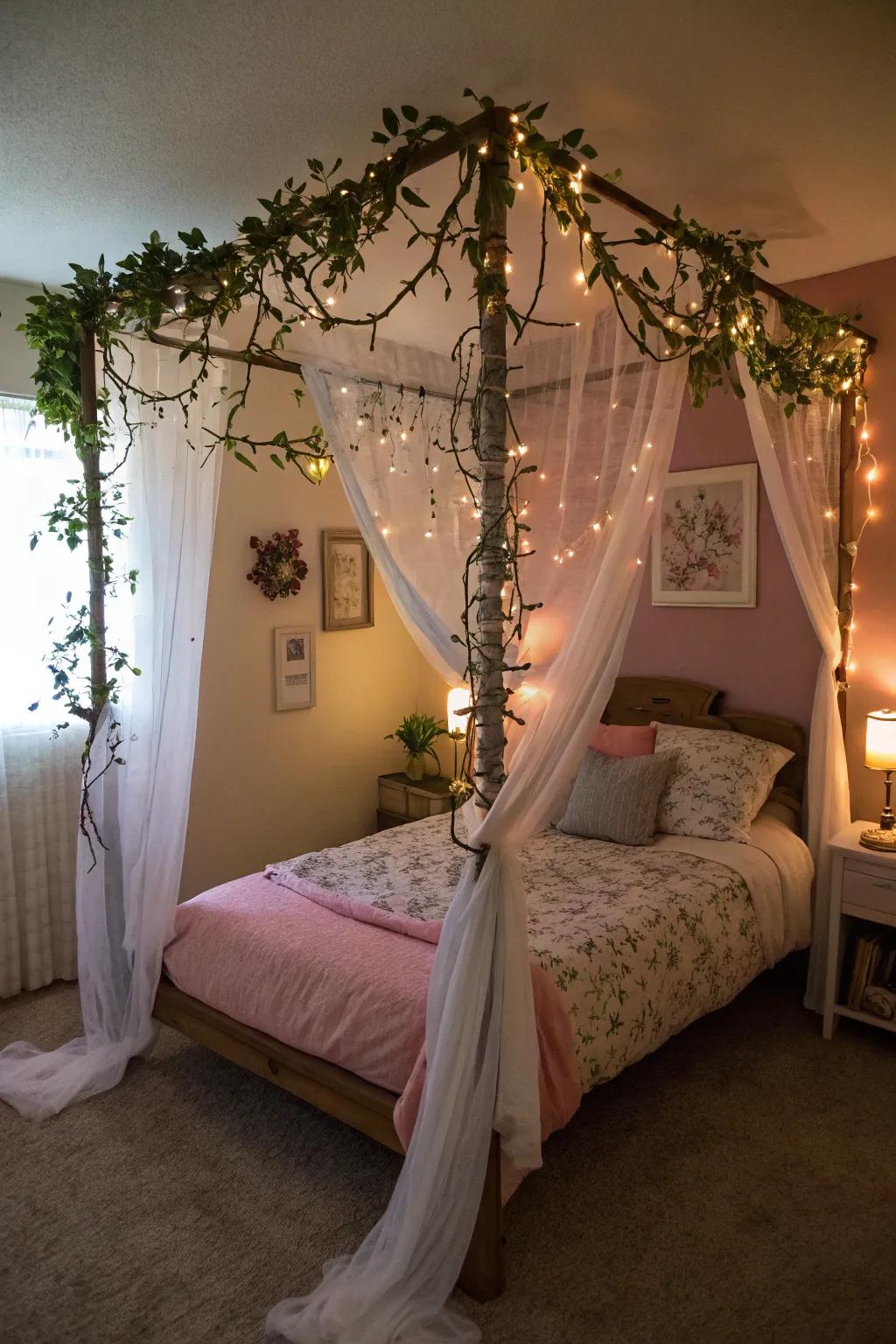 Transform your bedroom with a dreamy grapevine canopy.