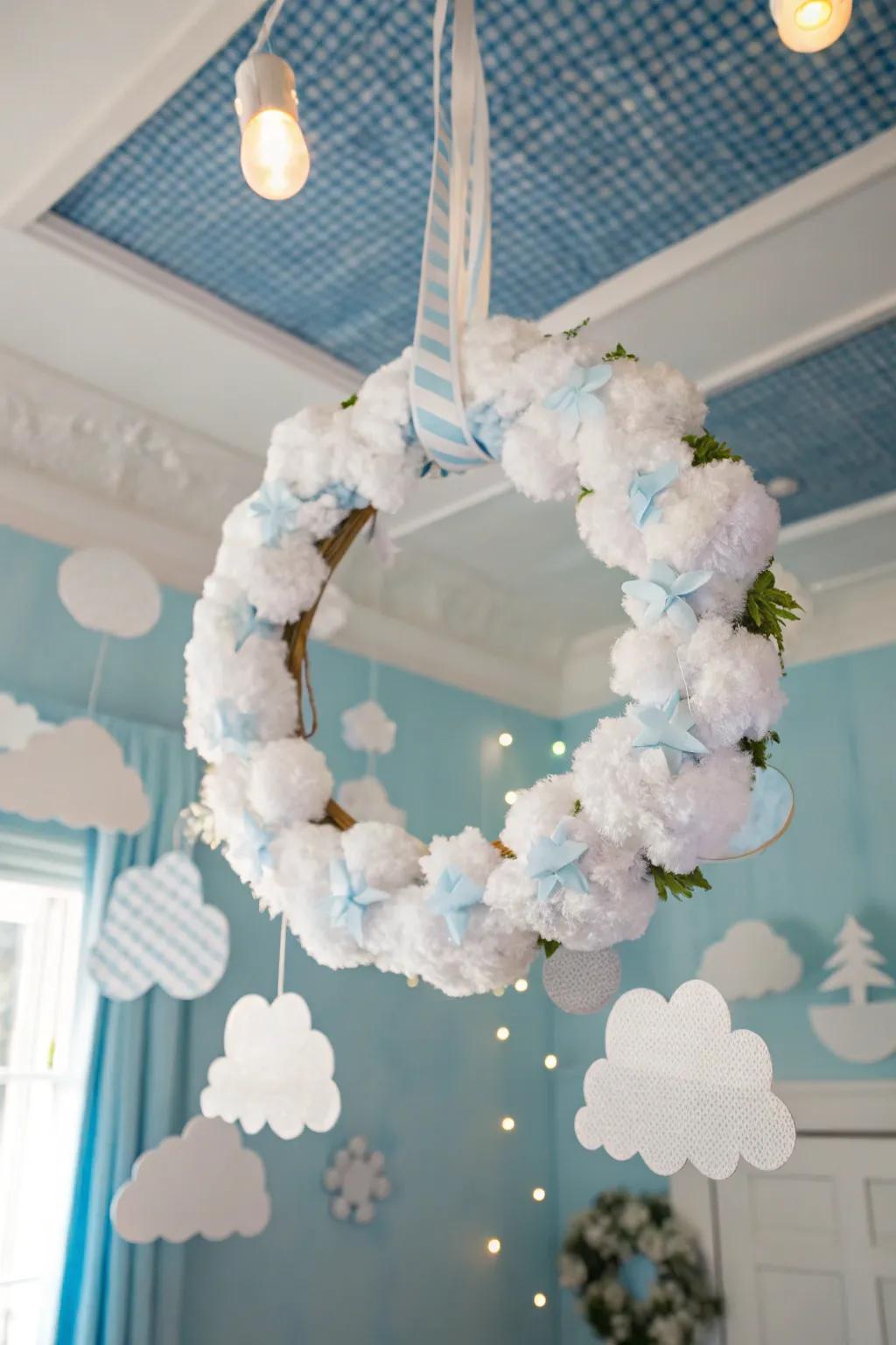 Bring the sky indoors with this cloud-themed wreath.