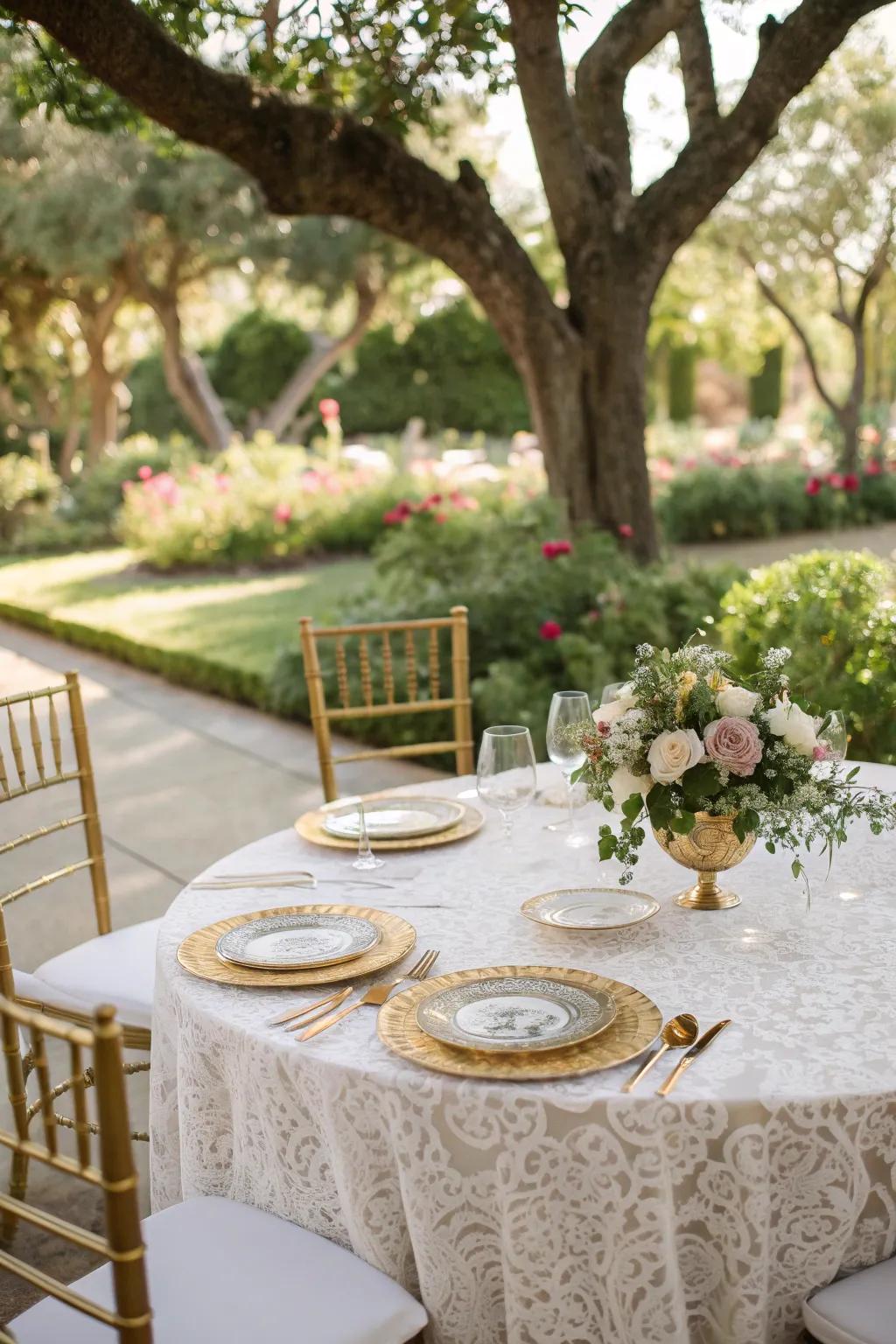 Understated luxury with elegant gold and fine china.