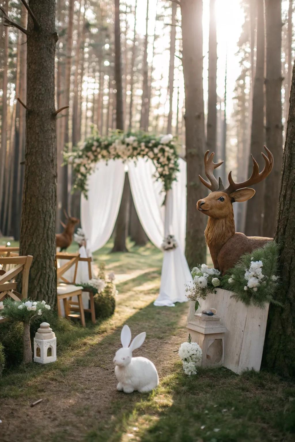 Whimsical woodland creatures add a playful touch.