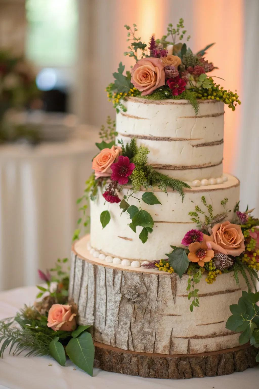 A nature-inspired cake adds a unique twist.